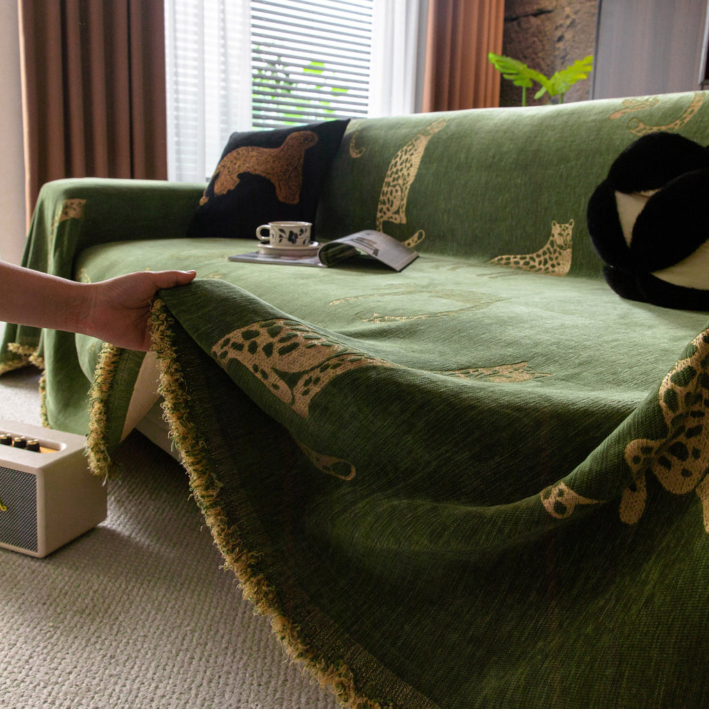 Leopard Sofa Cover Blanket Stylish Furniture Protector Throw for Couches & Loveseats