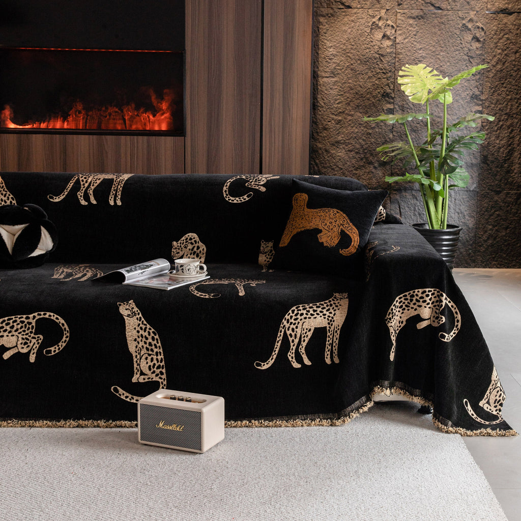 Leopard Sofa Cover Blanket Stylish Furniture Protector Throw for Couches & Loveseats