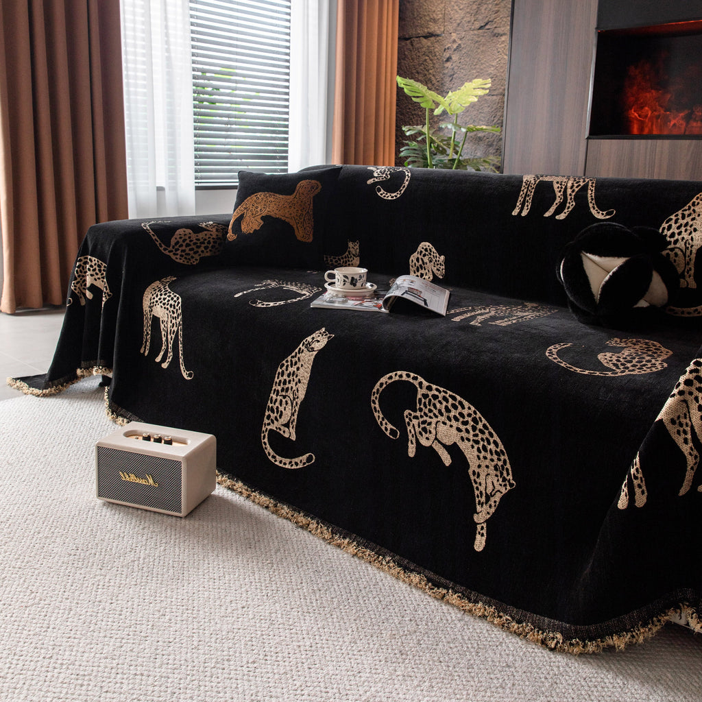 Leopard Sofa Cover Blanket Stylish Furniture Protector Throw for Couches & Loveseats