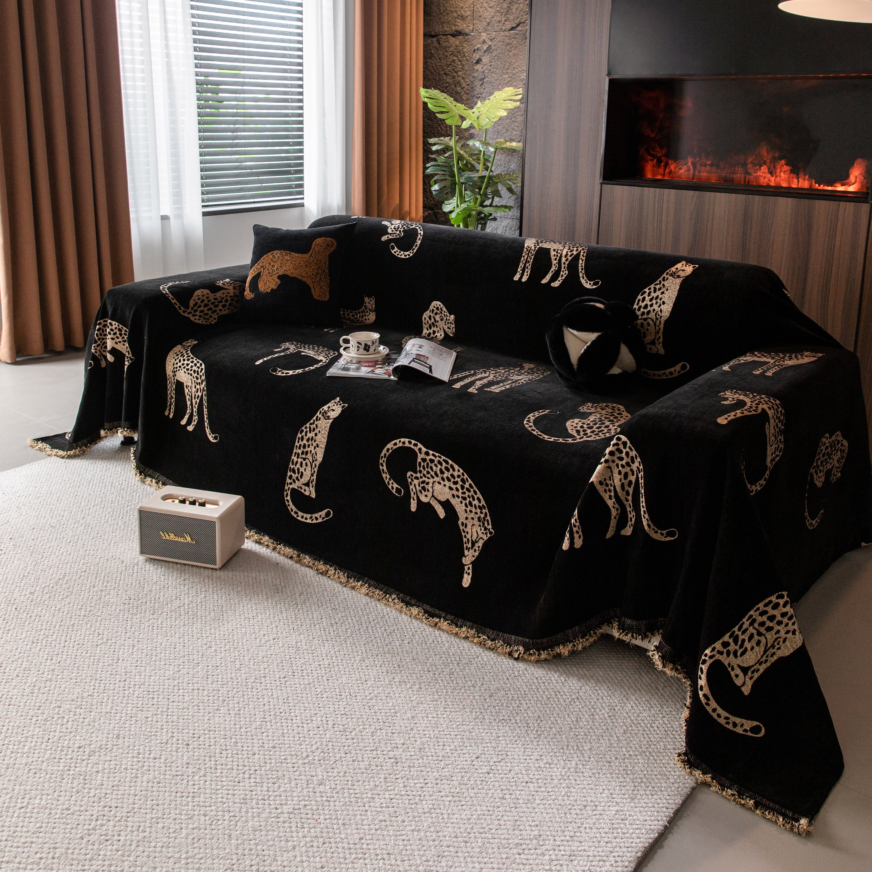 Leopard Sofa Cover Blanket Stylish Furniture Protector Throw for Couches & Loveseats