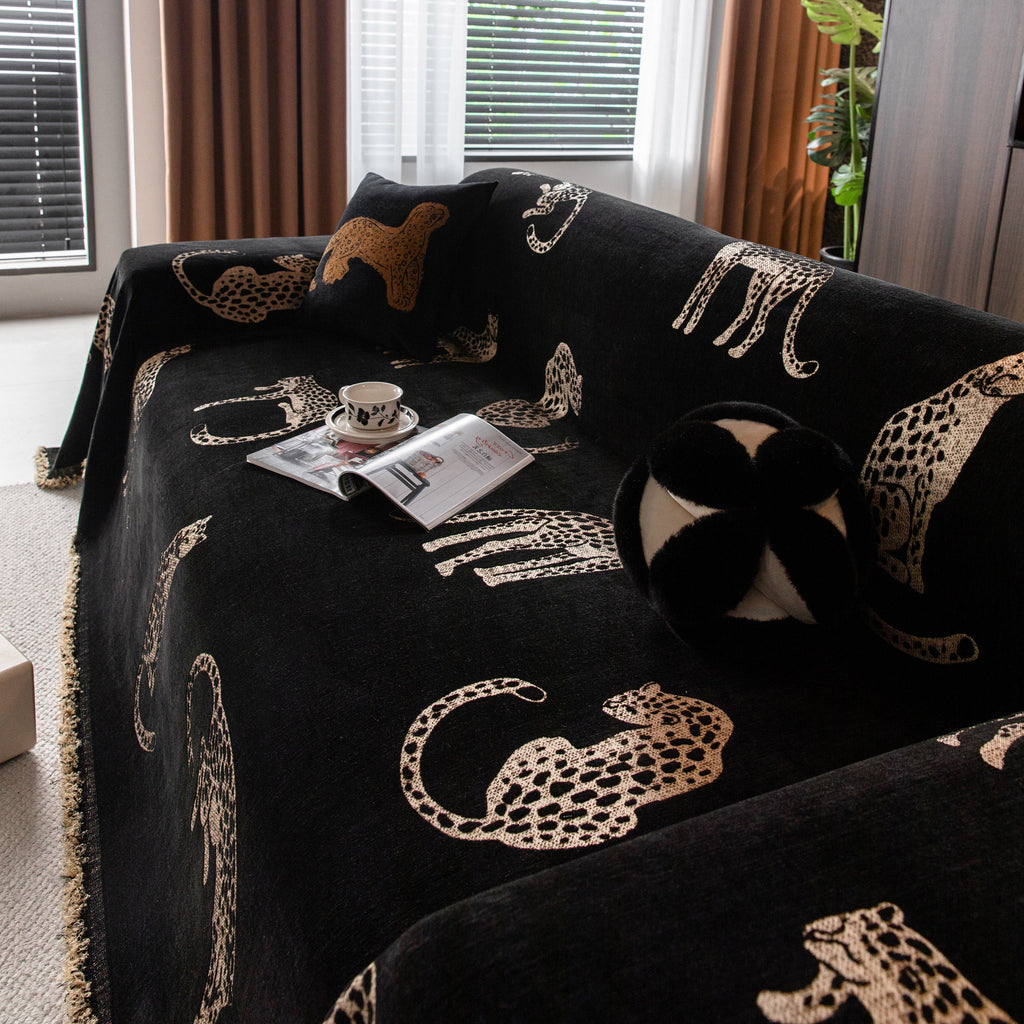 Leopard Sofa Cover Blanket Stylish Furniture Protector Throw for Couches & Loveseats