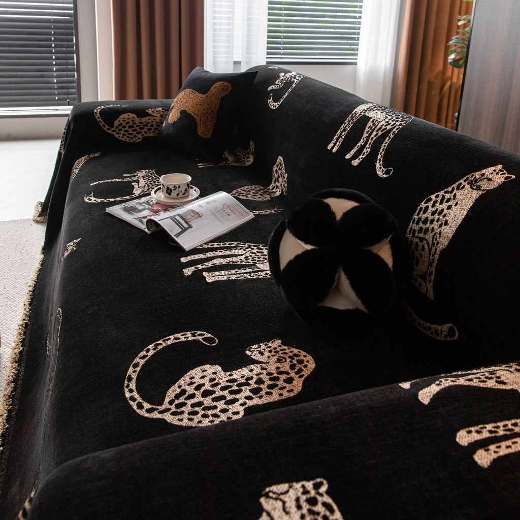 Leopard Sofa Cover Blanket Stylish Furniture Protector Throw for Couches & Loveseats