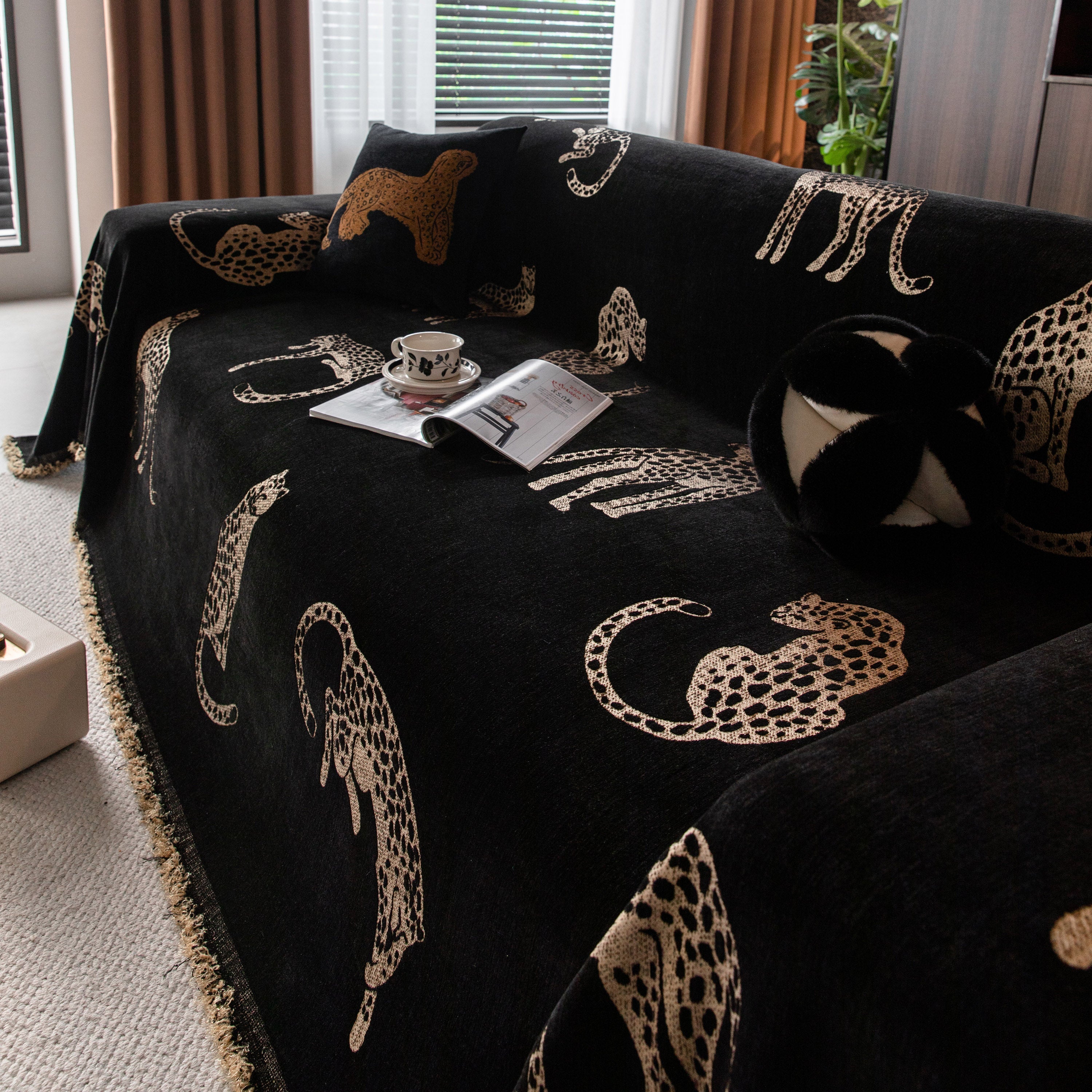 Leopard Sofa Cover Blanket Stylish Furniture Protector Throw for Couches & Loveseats