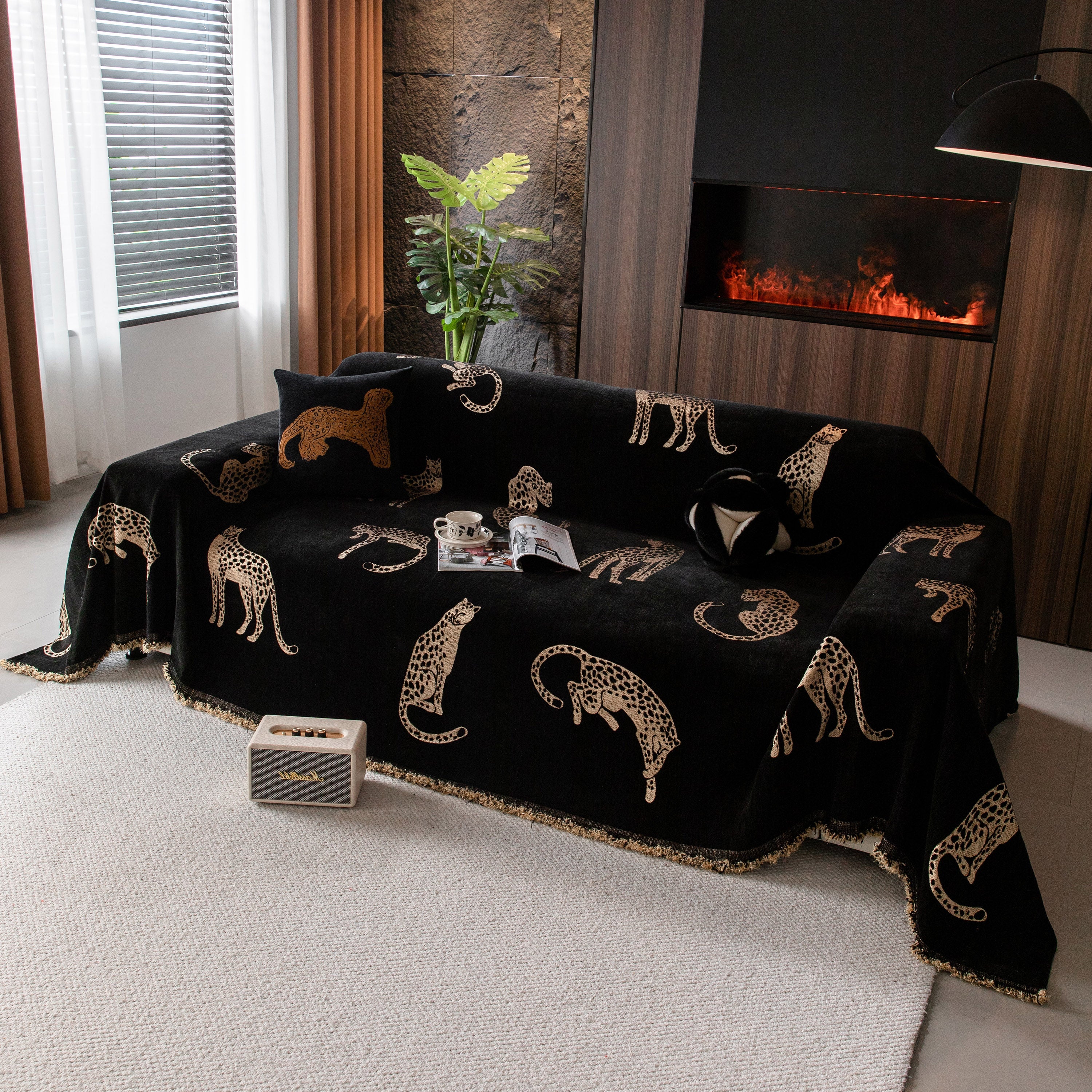 Leopard Sofa Cover Blanket Stylish Furniture Protector Throw for Couches & Loveseats