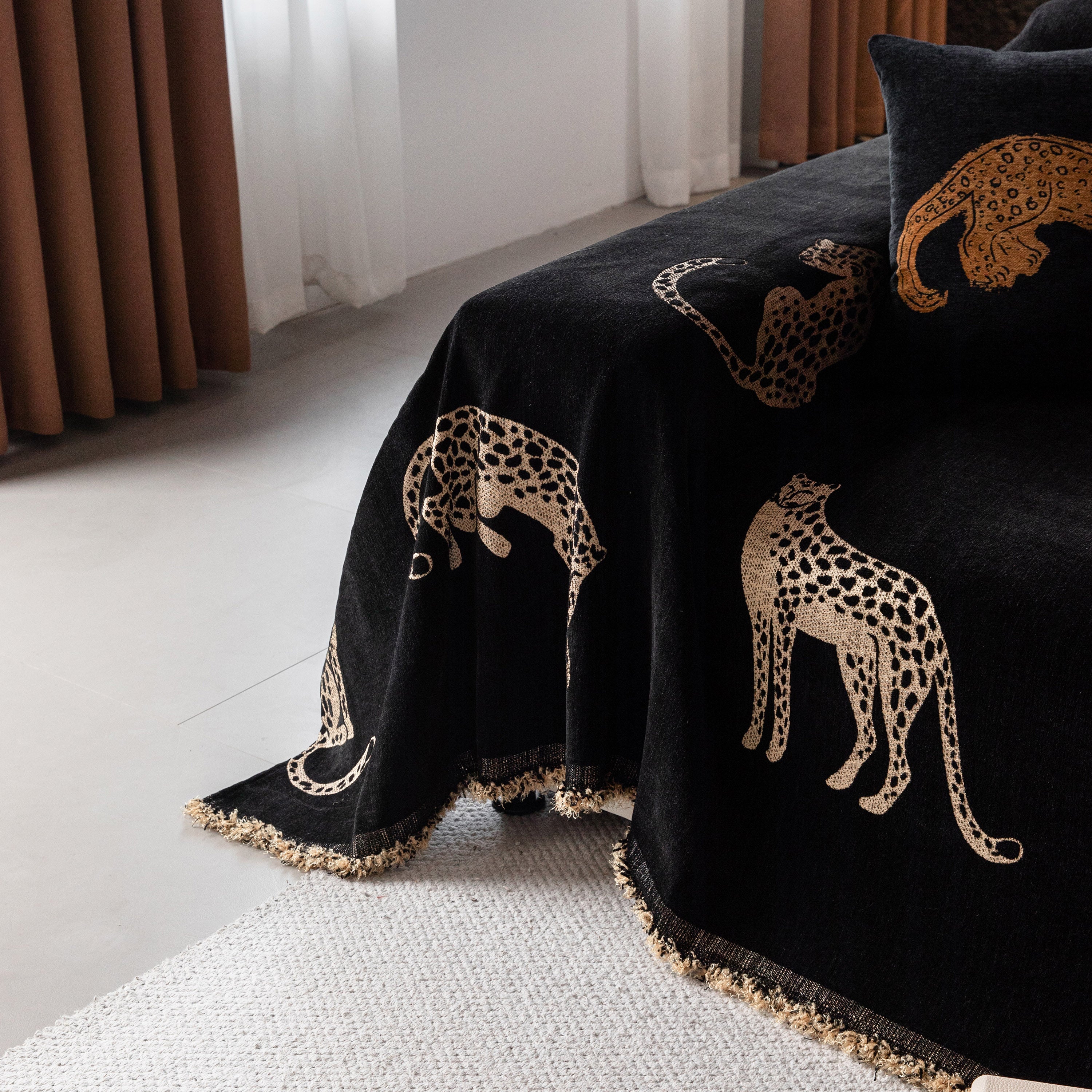 Leopard Sofa Cover Blanket Stylish Furniture Protector Throw for Couches & Loveseats