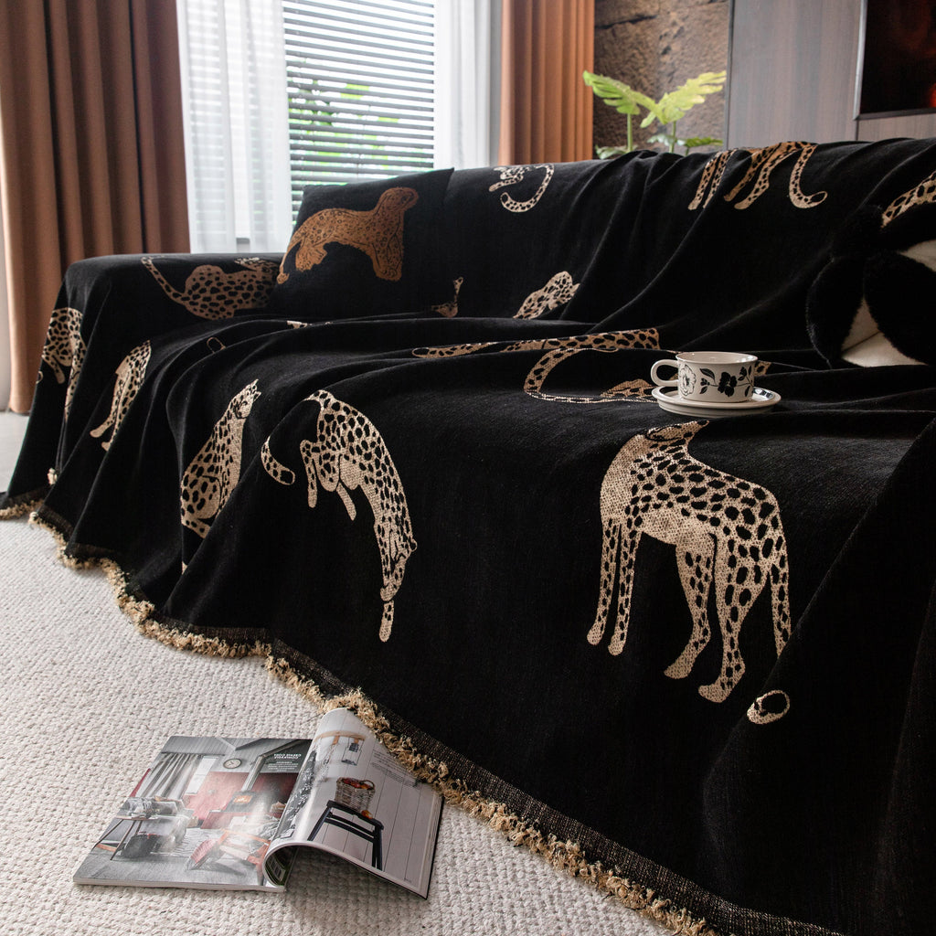 Leopard Sofa Cover Blanket Stylish Furniture Protector Throw for Couches & Loveseats