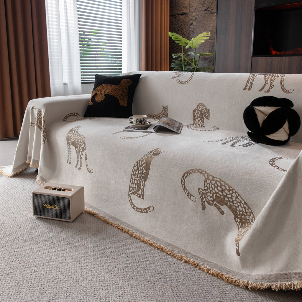 Leopard Sofa Cover Blanket Stylish Furniture Protector Throw for Couches & Loveseats