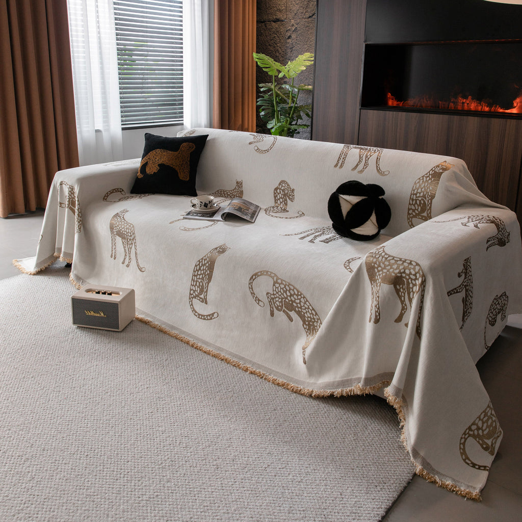 Leopard Sofa Cover Blanket Stylish Furniture Protector Throw for Couches & Loveseats