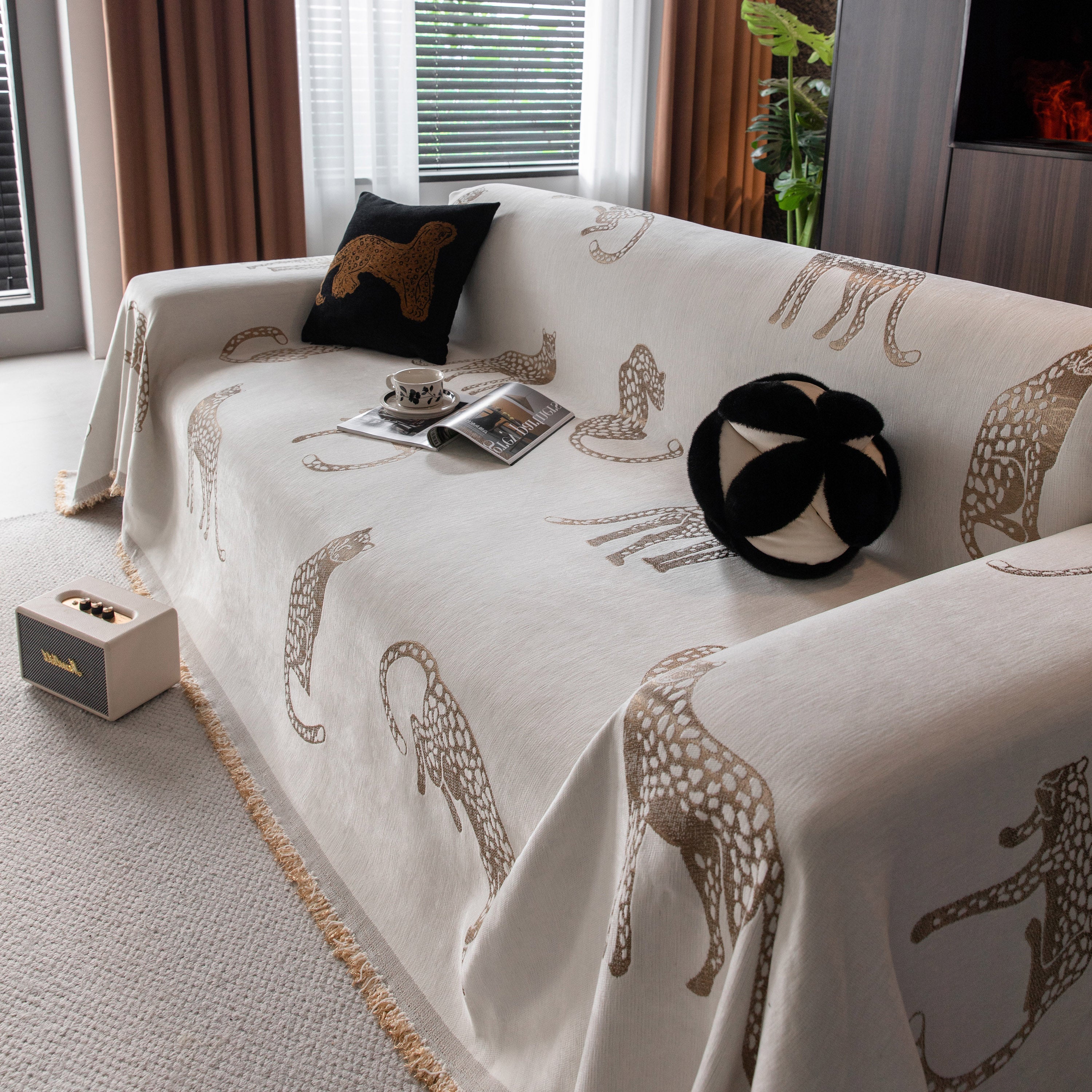 Leopard Sofa Cover Blanket Stylish Furniture Protector Throw for Couches & Loveseats