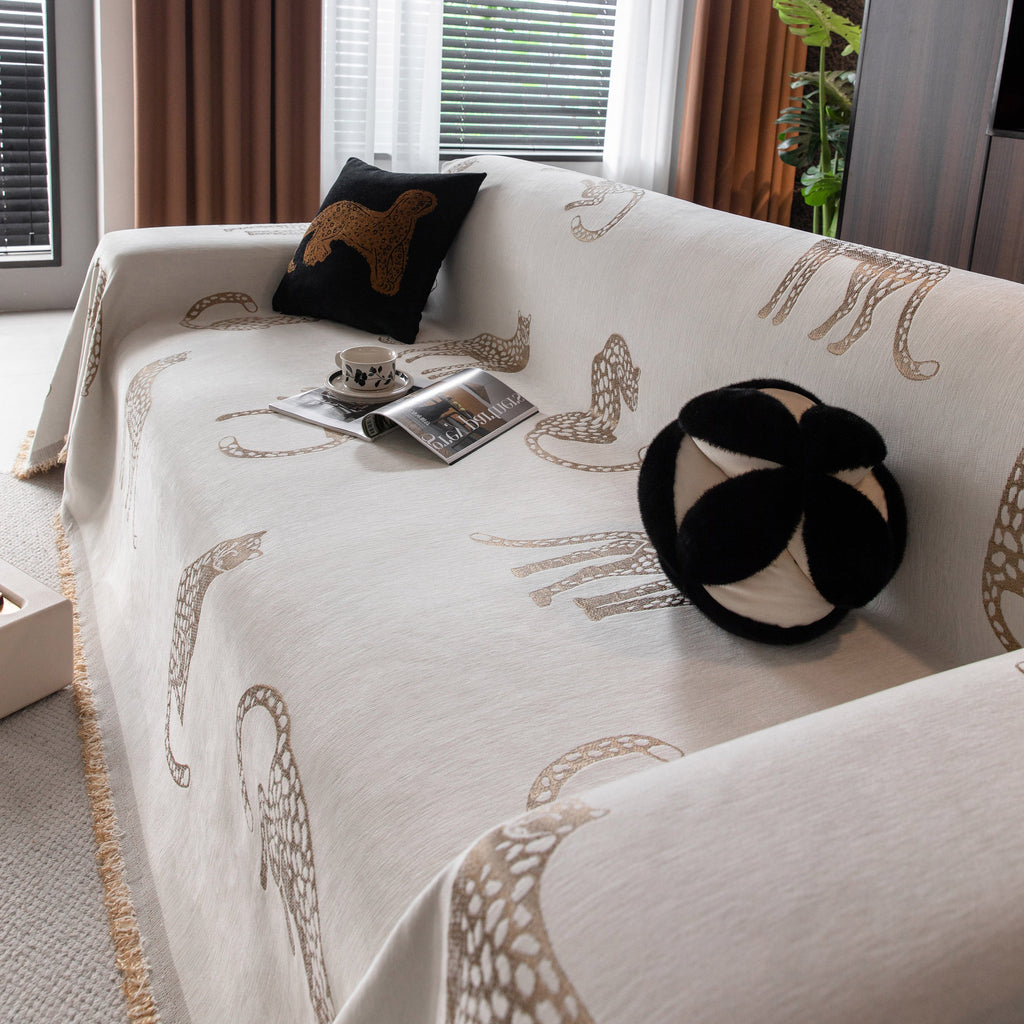 Leopard Sofa Cover Blanket Stylish Furniture Protector Throw for Couches & Loveseats