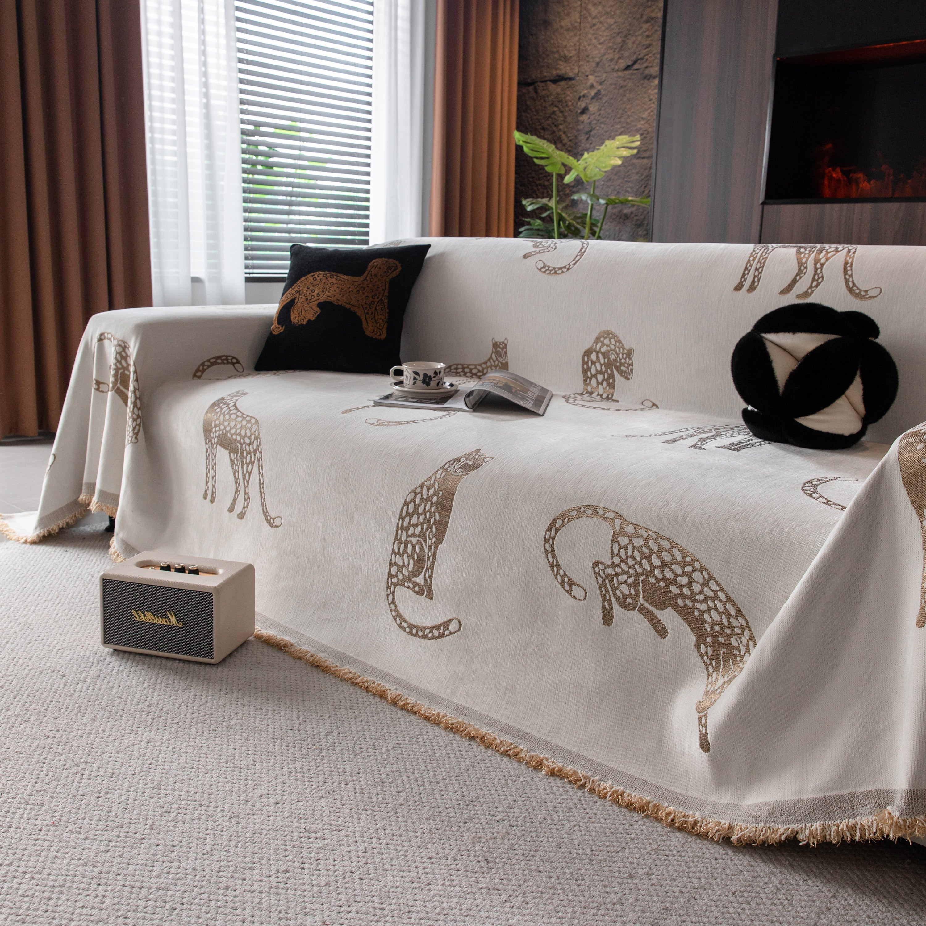 Leopard Sofa Cover Blanket Stylish Furniture Protector Throw for Couches & Loveseats