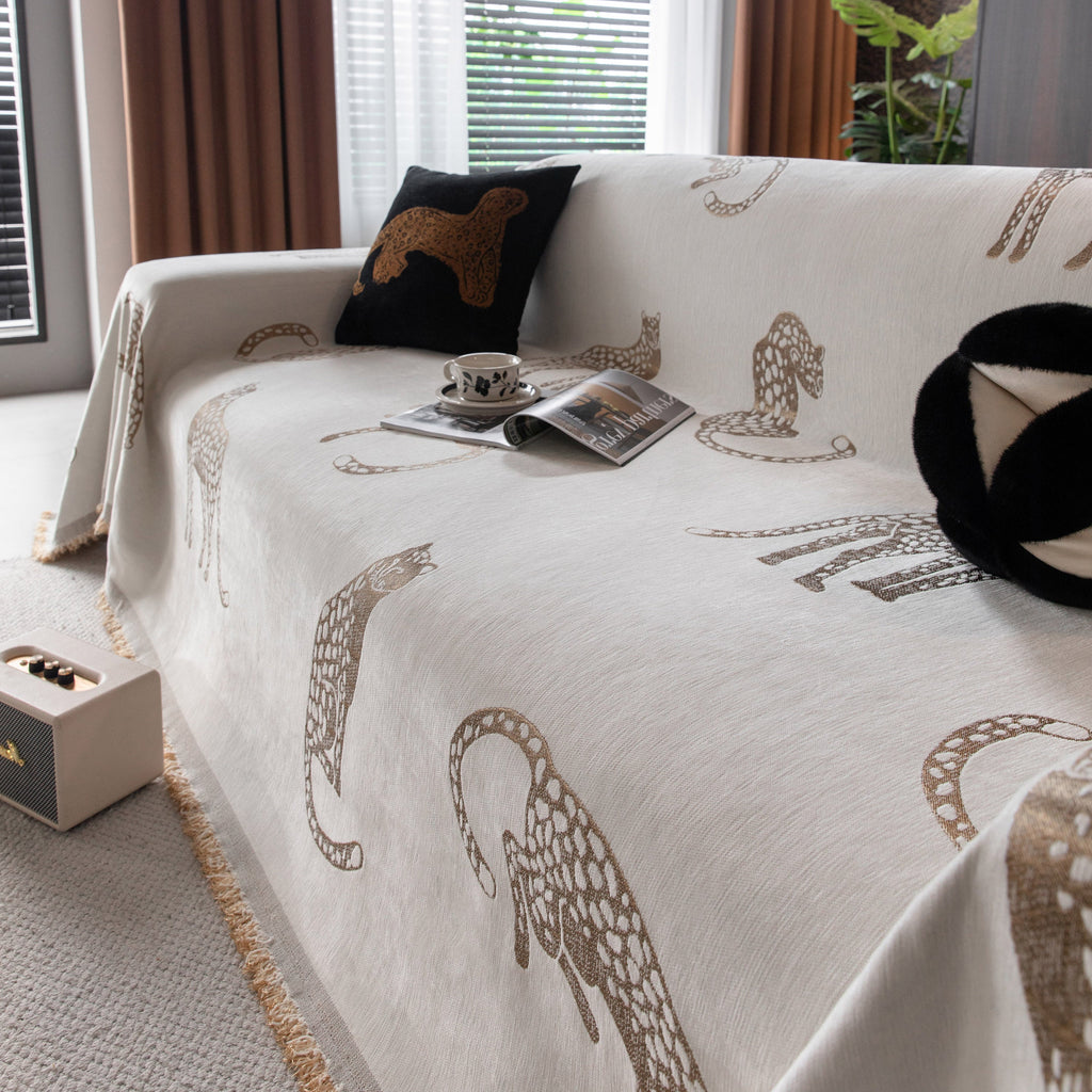 Leopard Sofa Cover Blanket Stylish Furniture Protector Throw for Couches & Loveseats