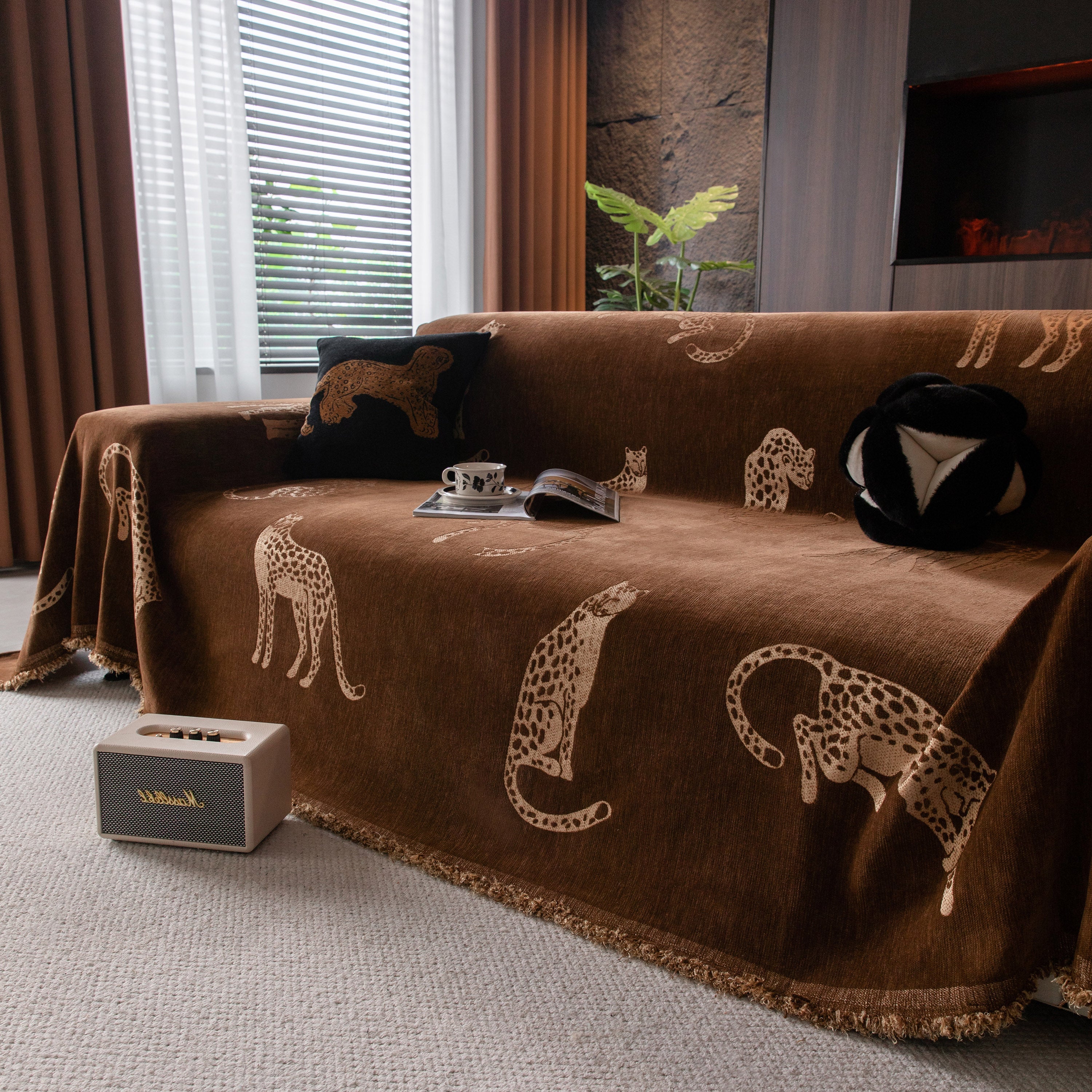 Leopard Sofa Cover Blanket Stylish Furniture Protector Throw for Couches & Loveseats
