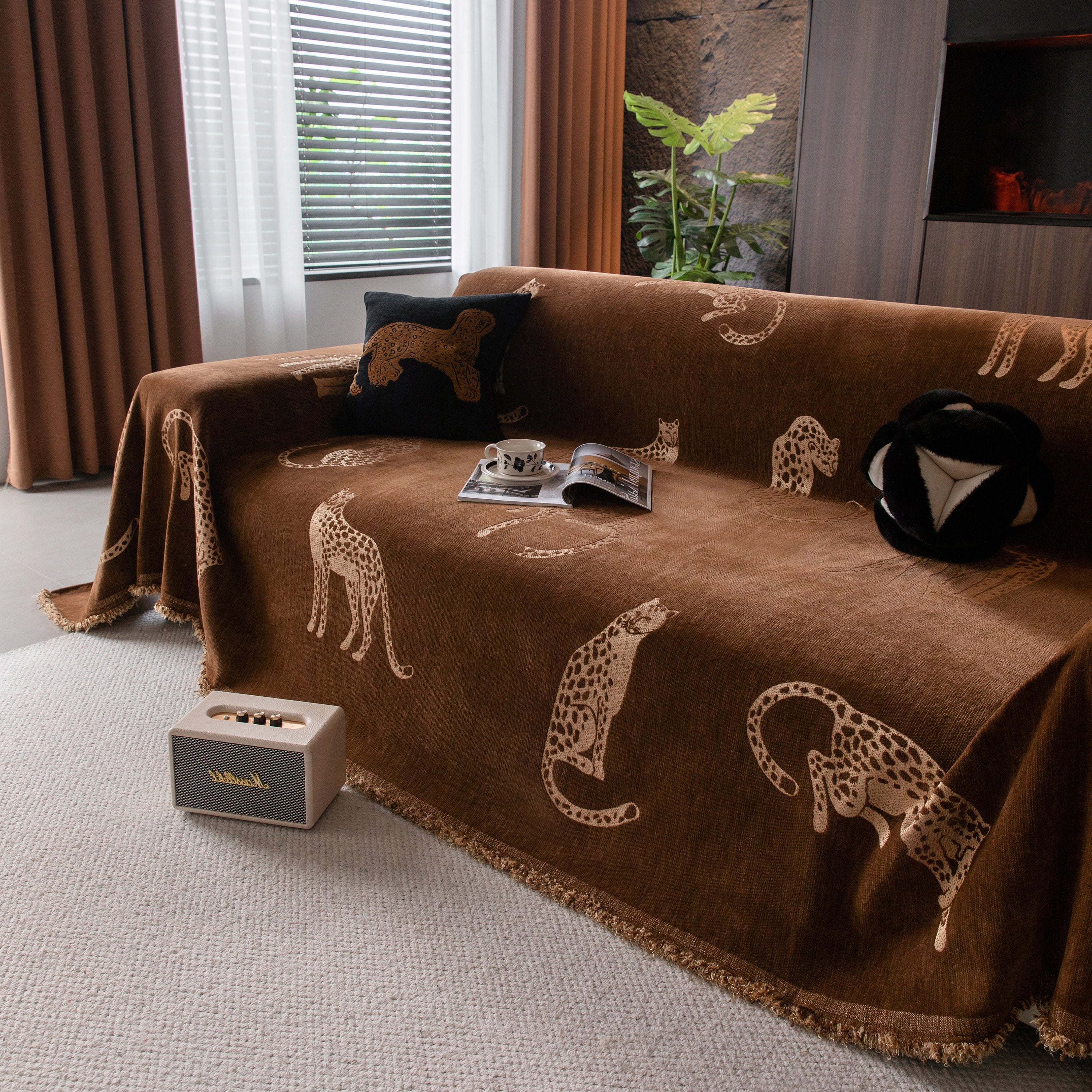 Leopard Sofa Cover Blanket Stylish Furniture Protector Throw for Couches & Loveseats