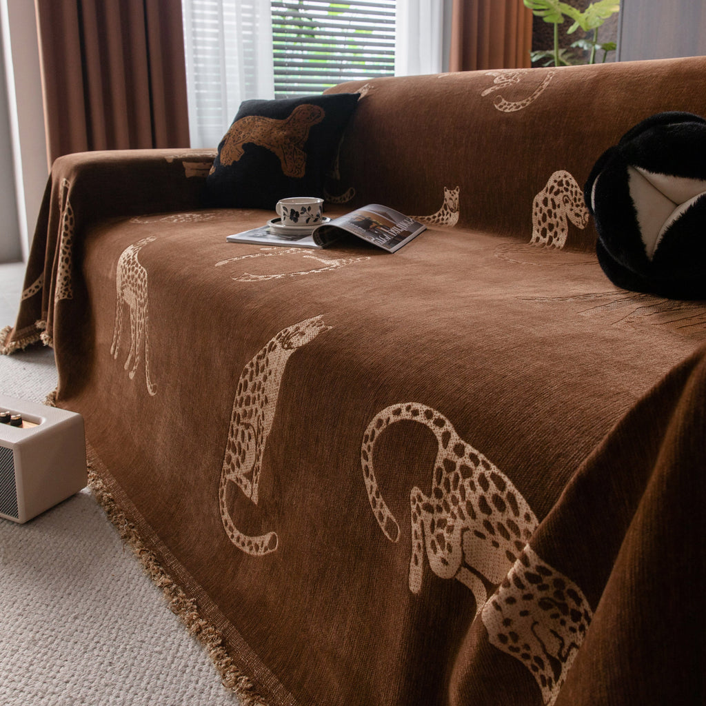 Leopard Sofa Cover Blanket Stylish Furniture Protector Throw for Couches & Loveseats