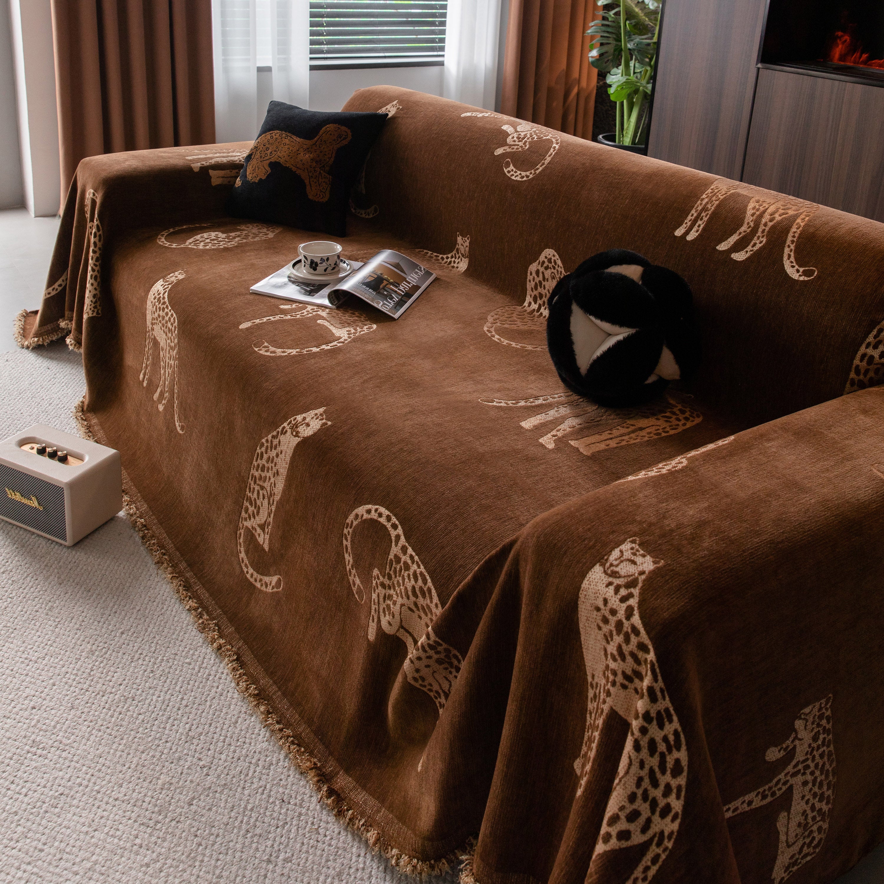 Leopard Sofa Cover Blanket Stylish Furniture Protector Throw for Couches & Loveseats