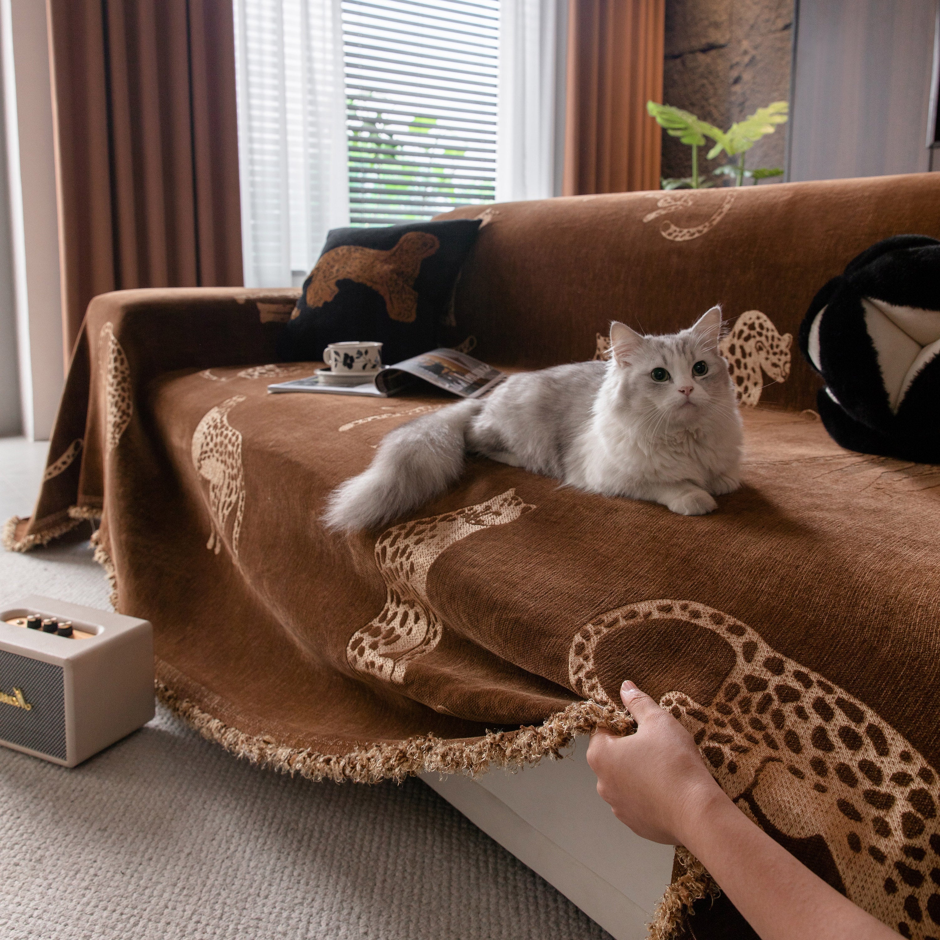 Leopard Sofa Cover Blanket Stylish Furniture Protector Throw for Couches & Loveseats