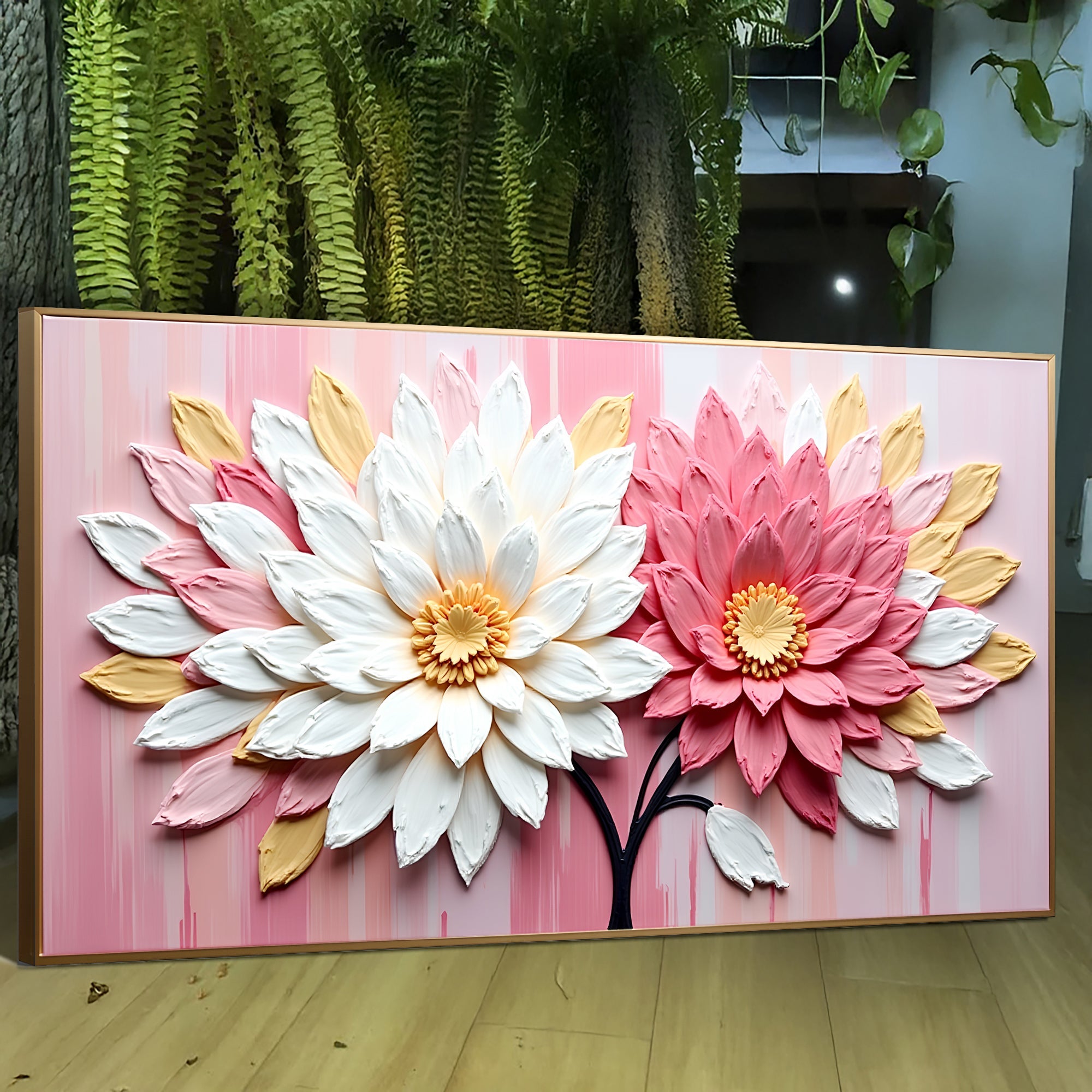 Blushing Blooms Pink Impasto Wall Art