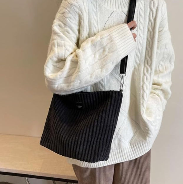 The Cozy Corduroy - Spacious Tote Bag with Shoulder Strap