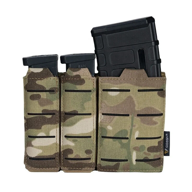 IDOGEAR Tactical Triple Mag Pouch MOLLE, Fits 5.56 & 9mm Magazines, Multi-Color