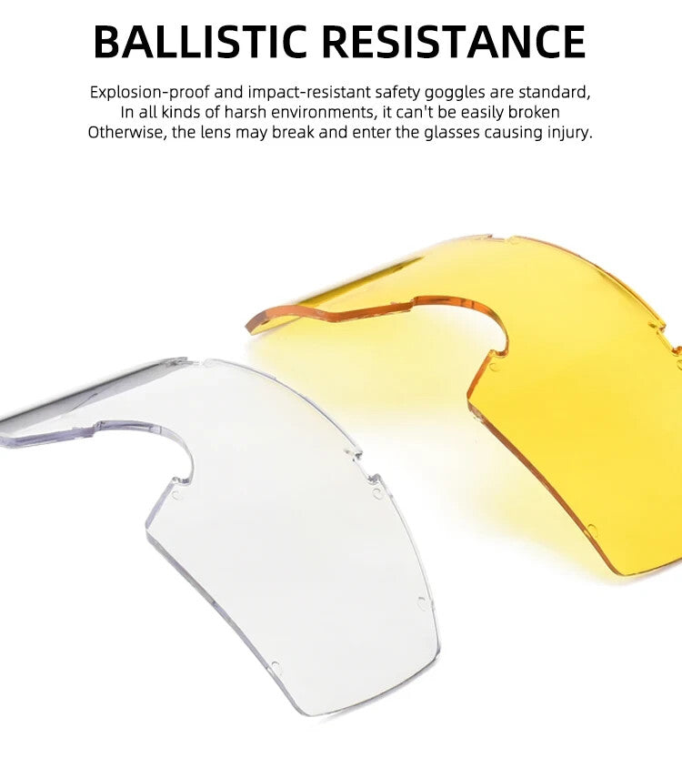 3.2MM Tactical Goggles Anti-Fog Ballistic Glasses 3 Lens Kit – Black Tan OD