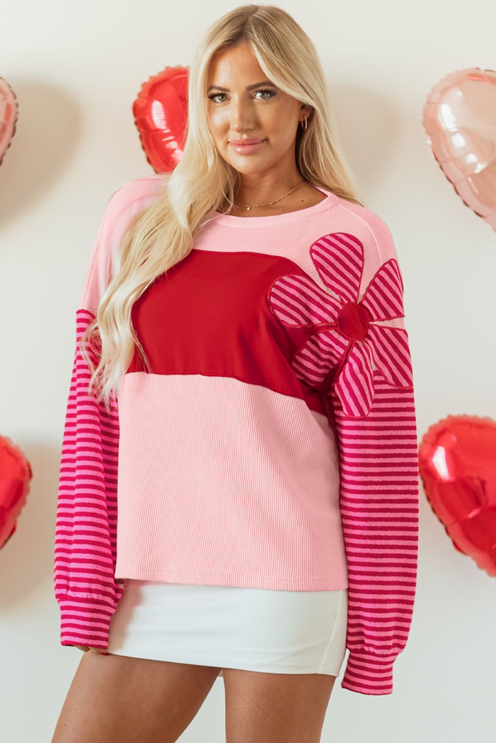 Emi Striped Sleeve Textured Top