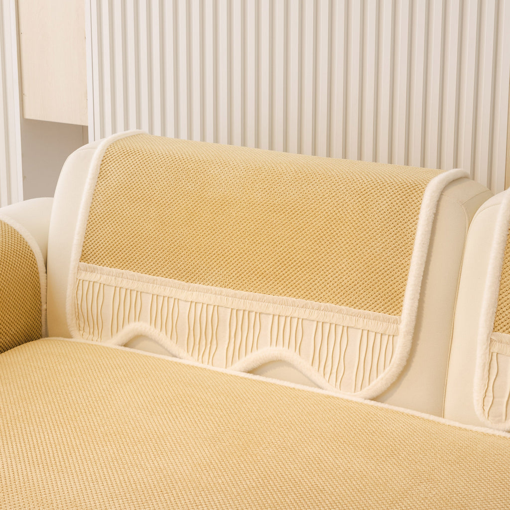 Dog Washable Sofa Protector Cover, Non-Slip Couch Slipcover with Soft Furry Trim