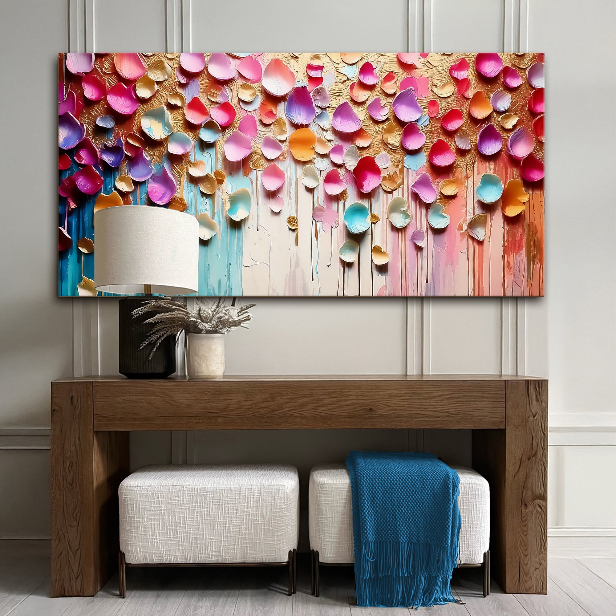 Vibrant Petals Impasto Wall Art