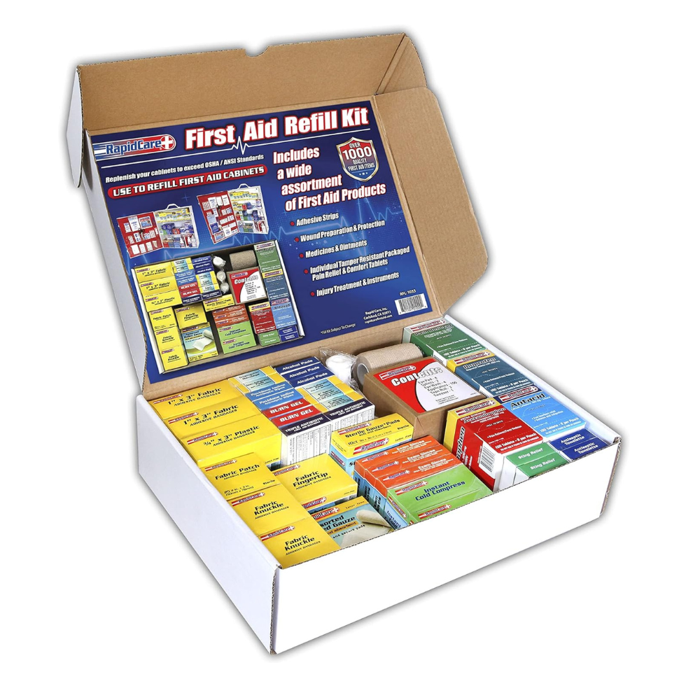 XL First Aid Refill Kit | 1033 Pieces | 4-Shelf Refill Kit