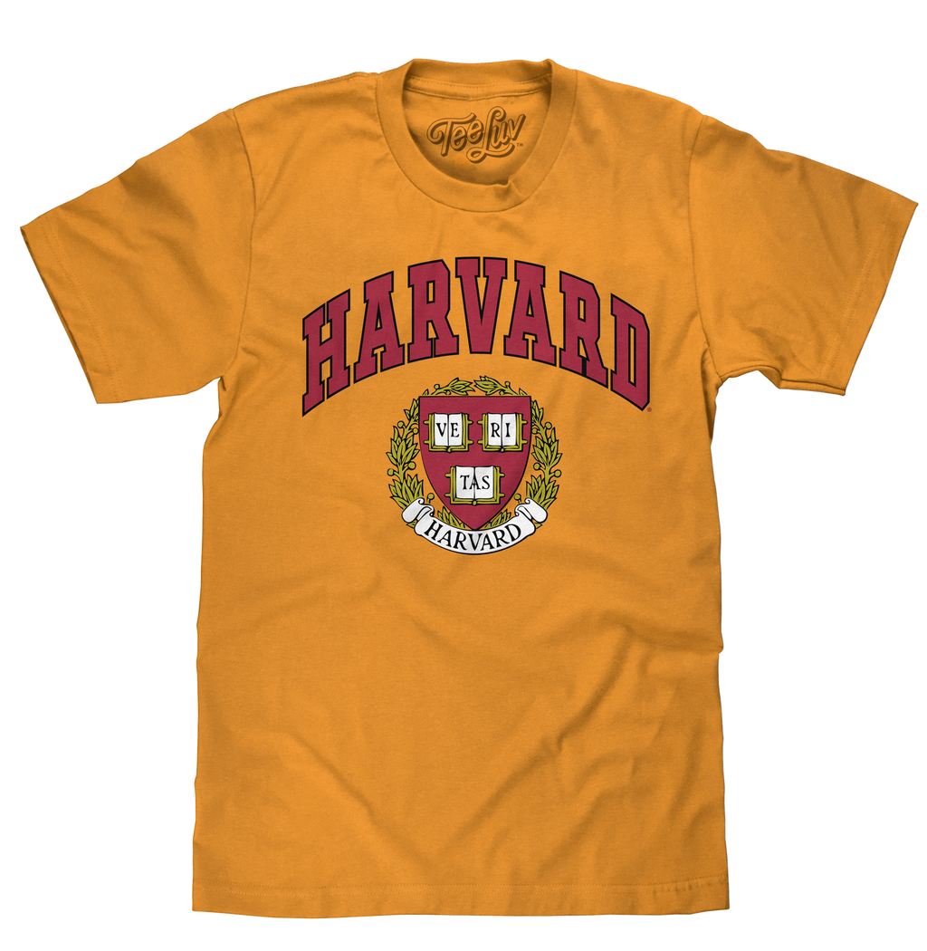 Harvard Veritas Shield College T-Shirt - Mustard Yellow