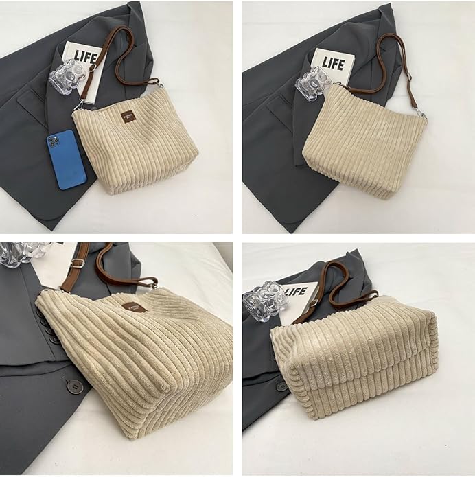The Cozy Corduroy - Spacious Tote Bag with Shoulder Strap