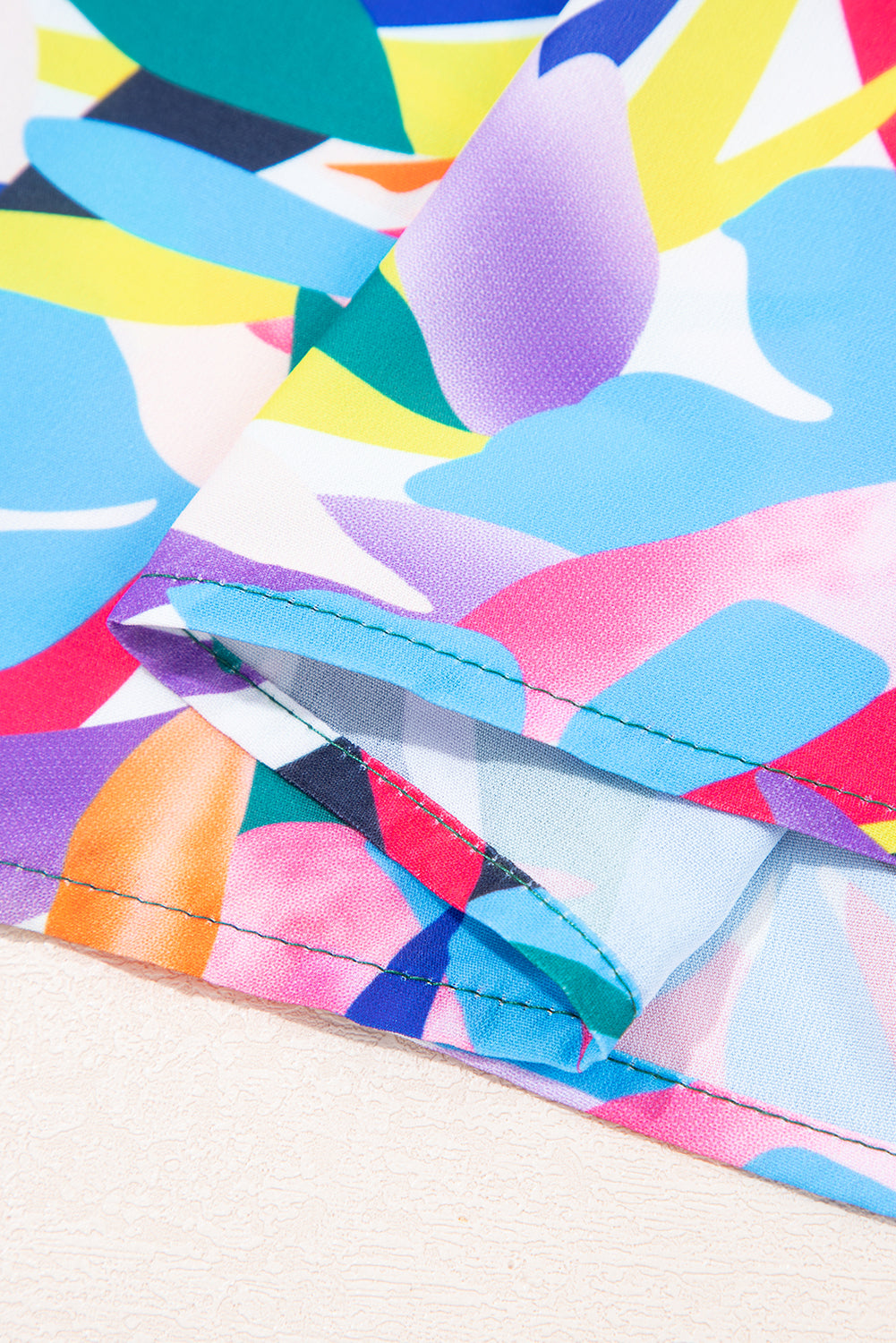 Blue Abstract Print Ruffle Sleeve Plus Size Tiered Maxi Dress