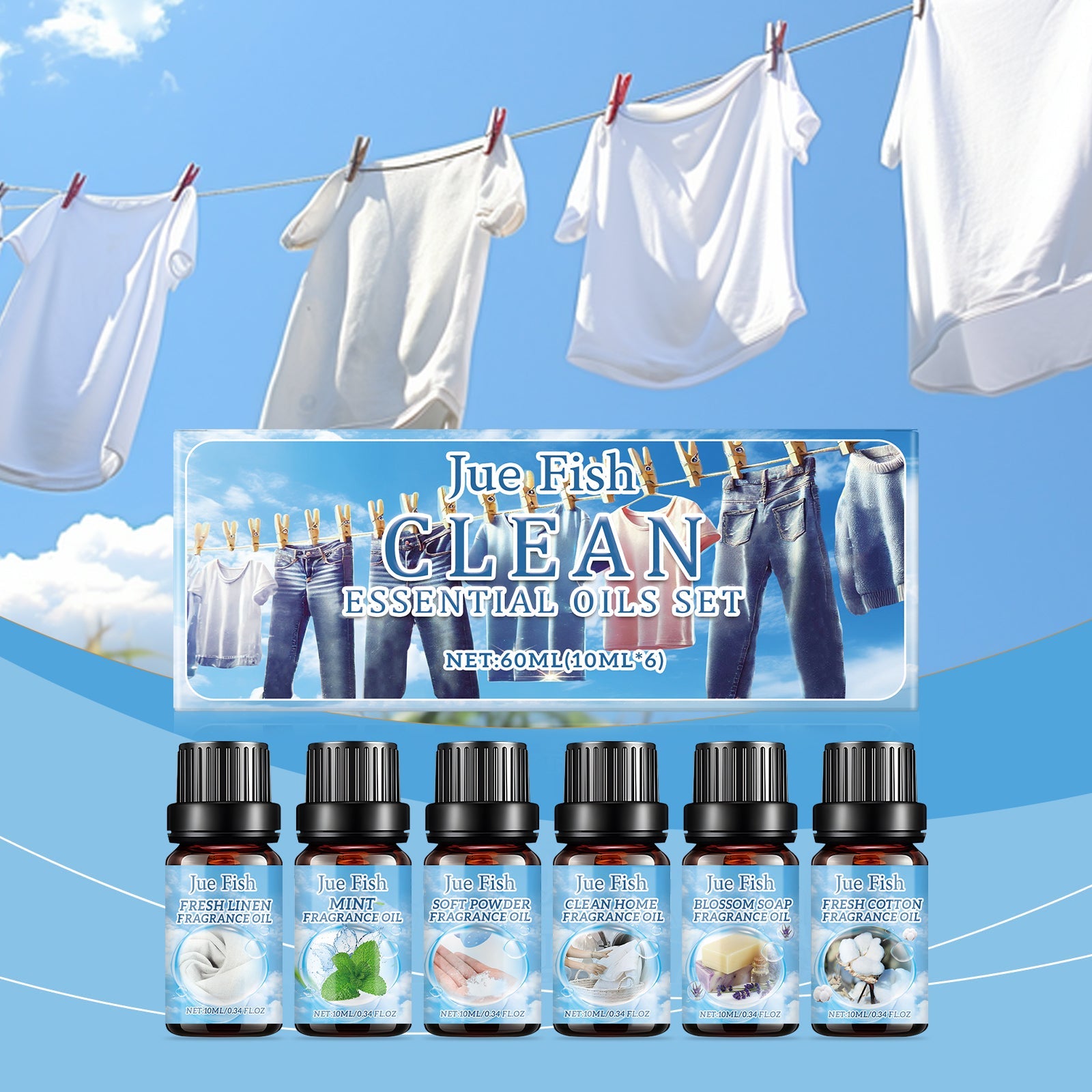 Cleansing Essential Oil Set, Fresh Natural Humidifier Essential Oil Lasting Essential Oil Perfume Oil