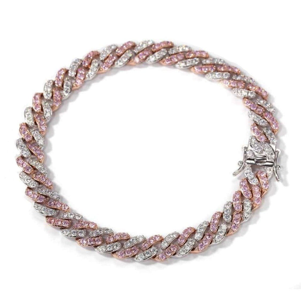 Two Tone Pink Cuban Bracelet