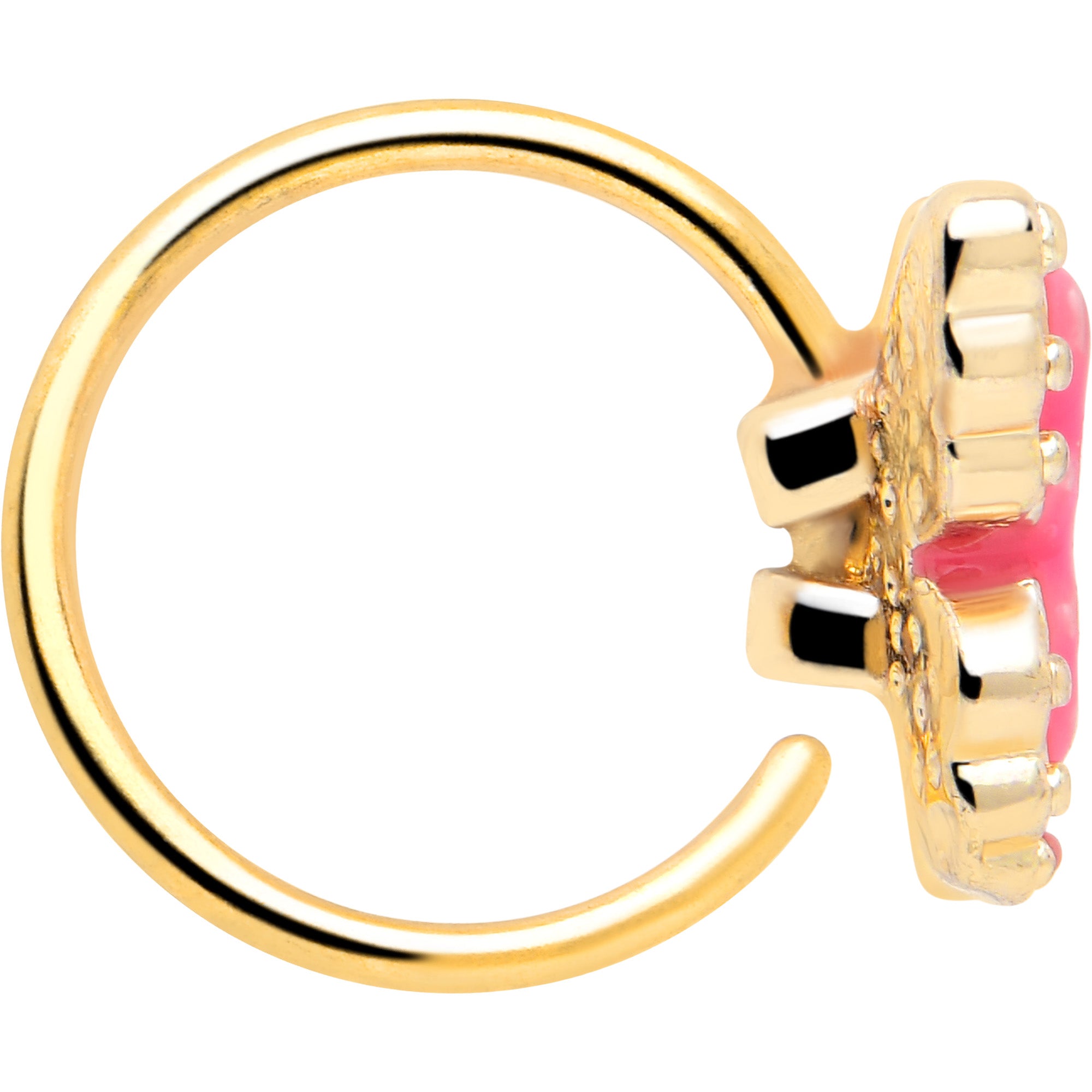 20G 5/16 Gold Tone Butterfly Pink Splash Nose Hoop