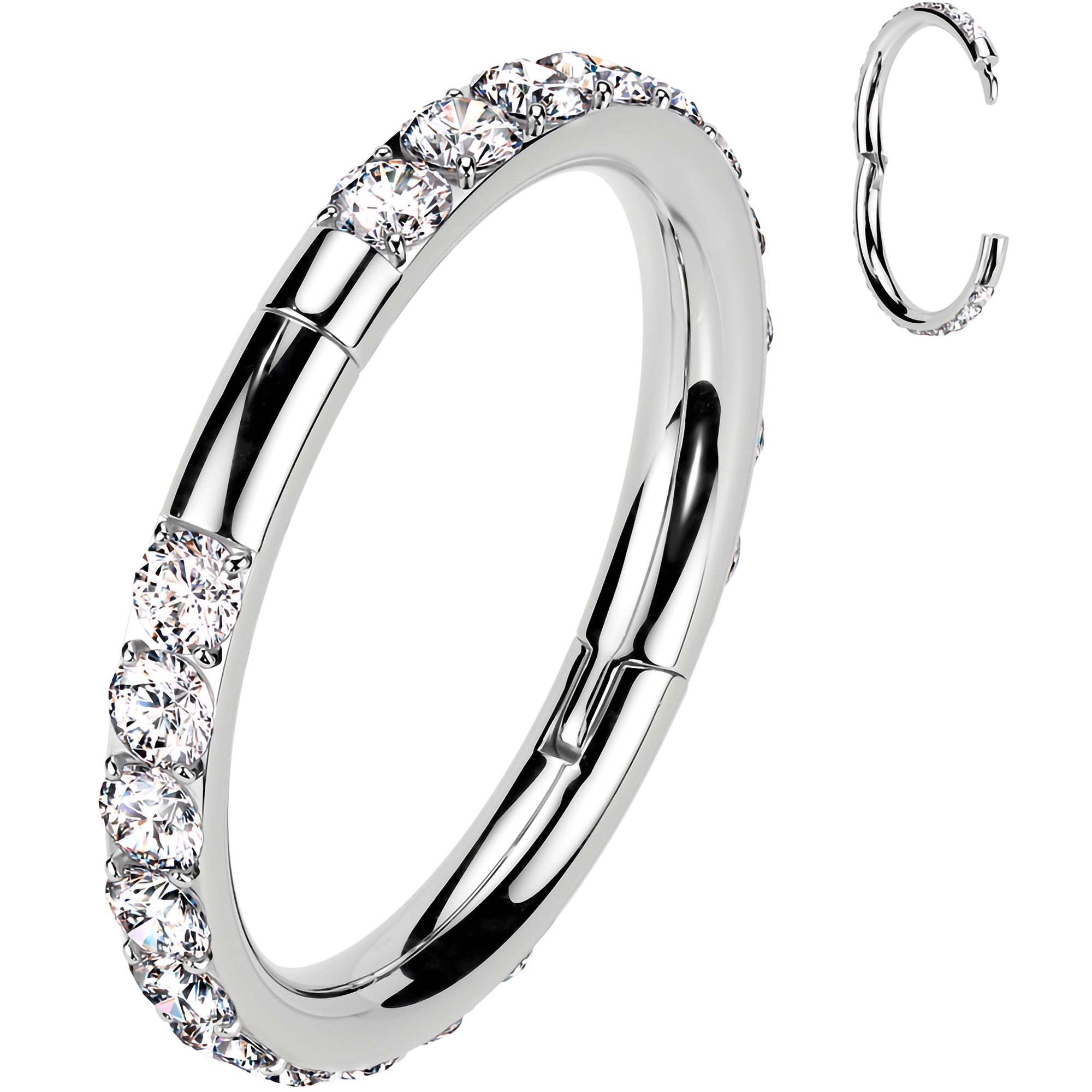 Implant Grade Titanium Forward CZ Double Sided Hoop Segment Ring