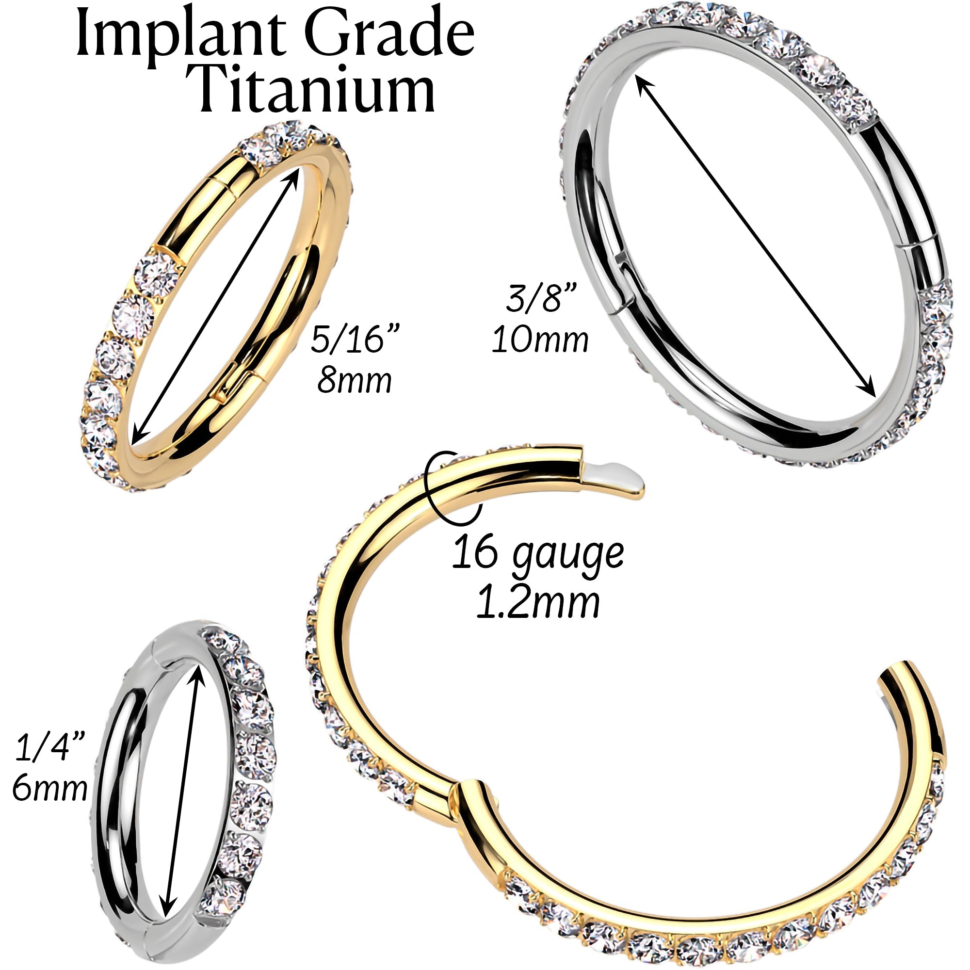 Implant Grade Titanium Forward CZ Double Sided Hoop Segment Ring