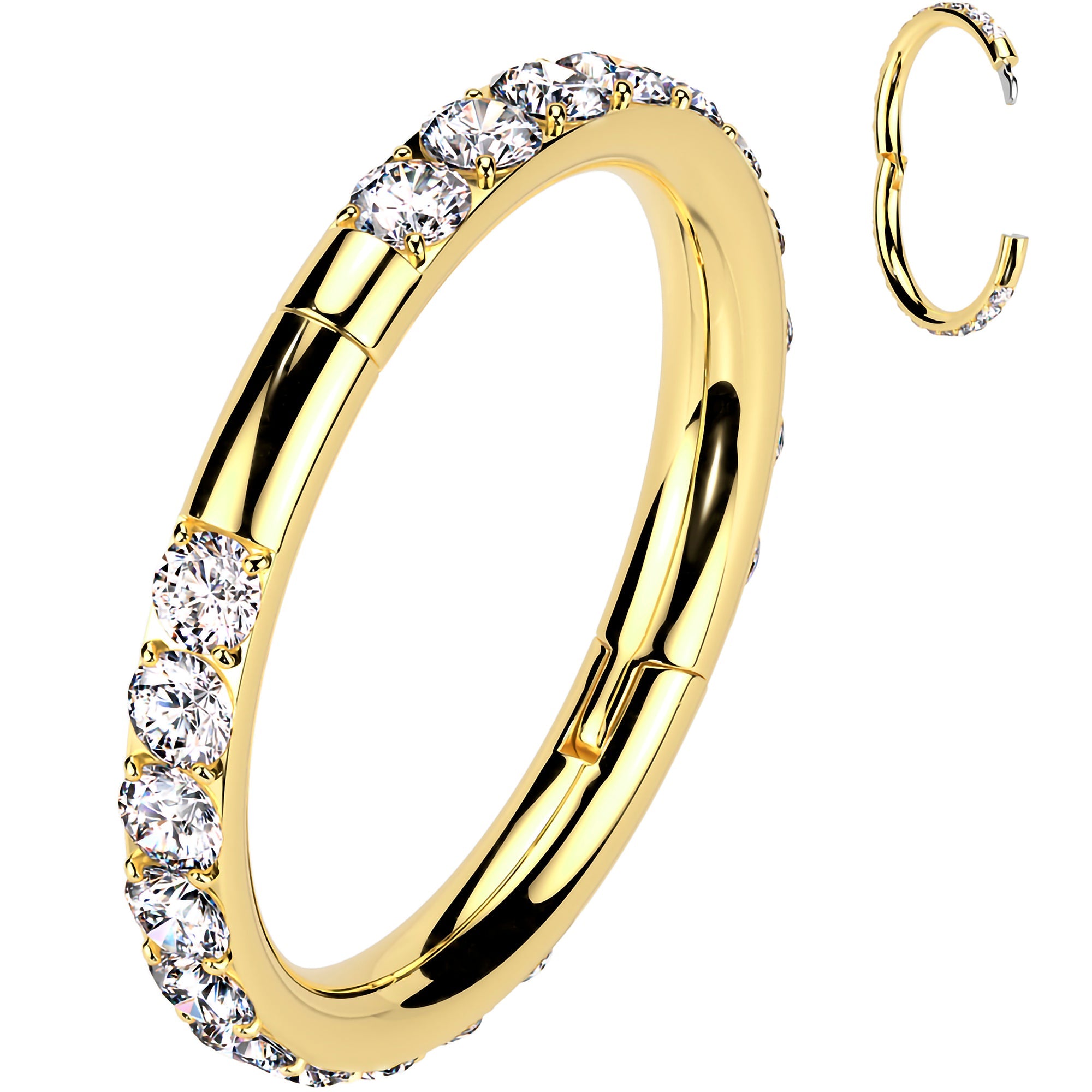 Implant Grade Titanium Forward CZ Double Sided Hoop Segment Ring