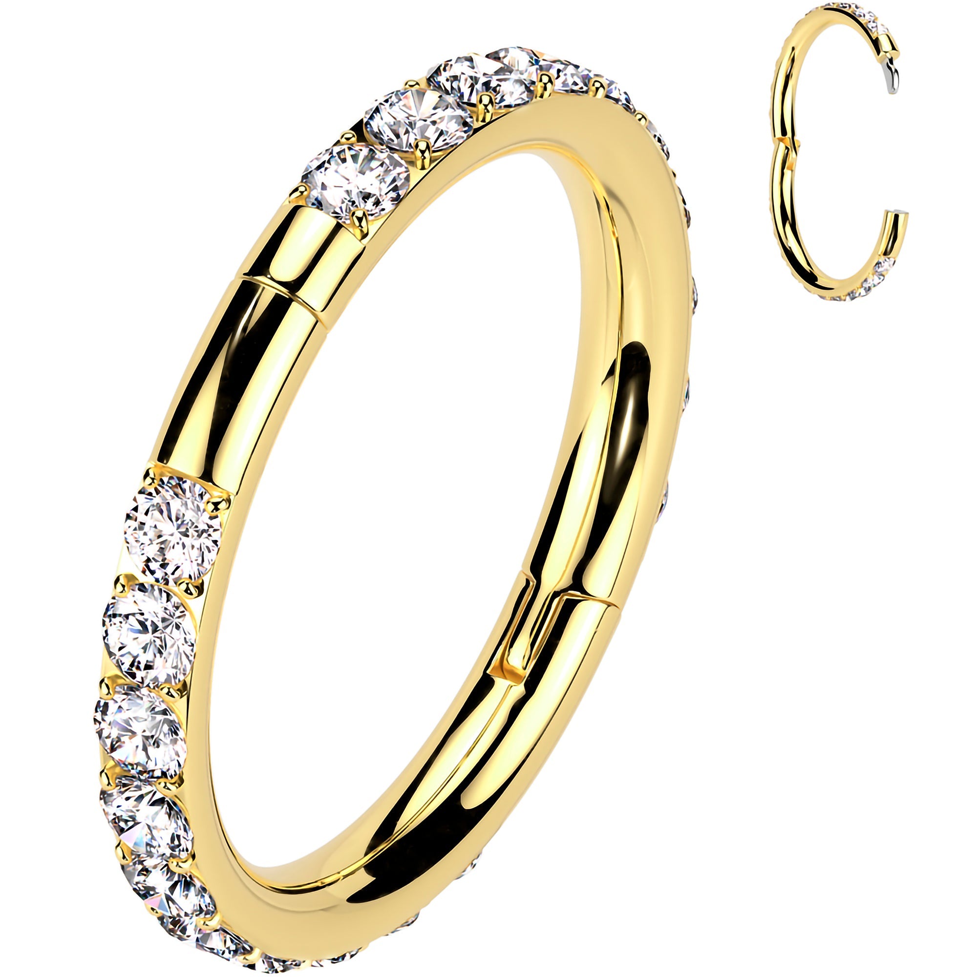 Implant Grade Titanium Forward CZ Double Sided Hoop Segment Ring