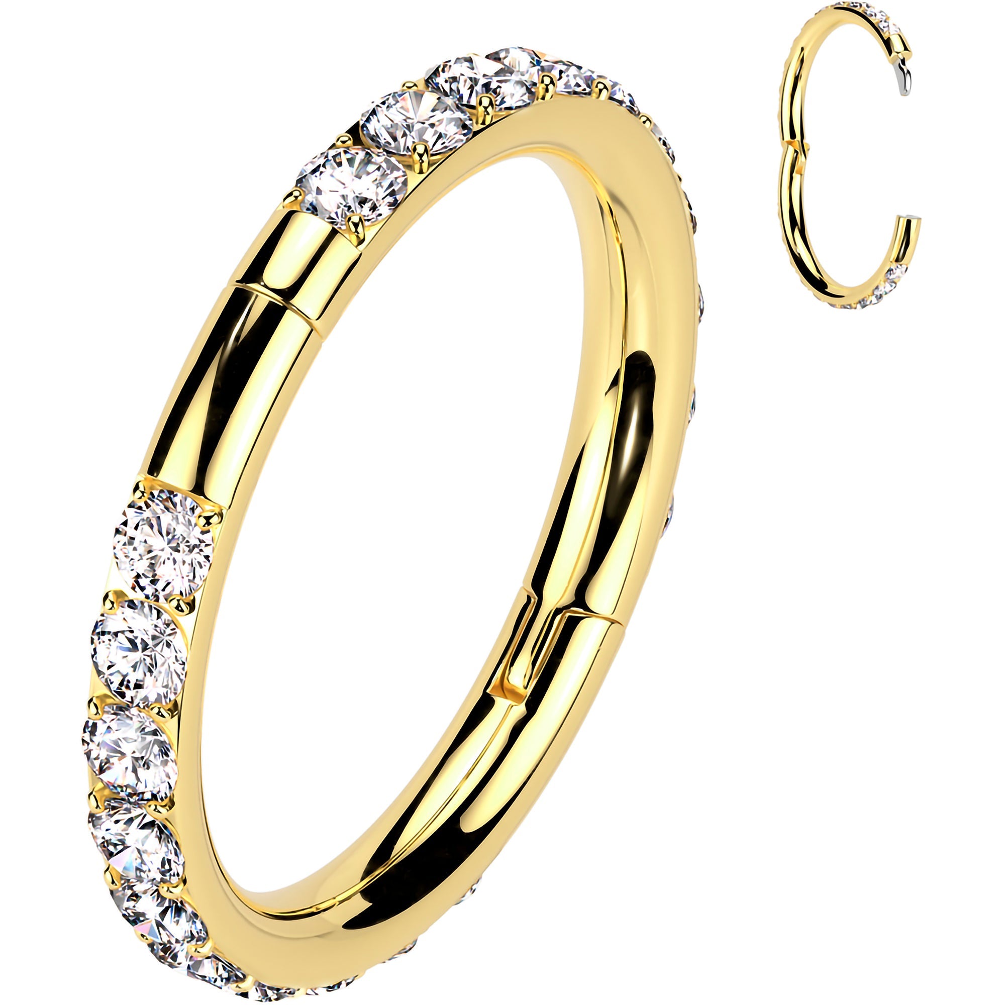 Implant Grade Titanium Forward CZ Double Sided Hoop Segment Ring