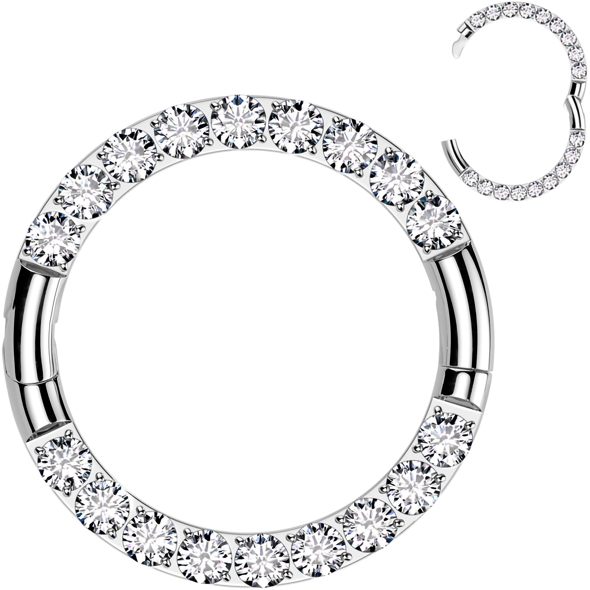 16G Implant Grade Titanium CZ Double Row Hoop Segment Ring