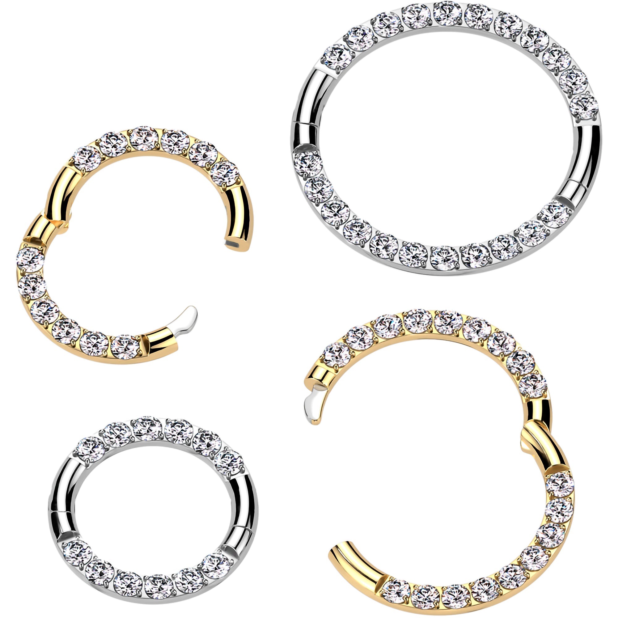 16G Implant Grade Titanium CZ Double Row Hoop Segment Ring