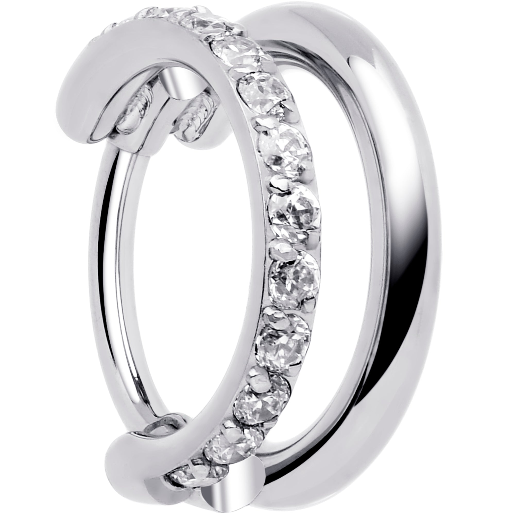 Single Row Micro Gem Implant Grade Titanium Hinged Double Hoop Nose Ring