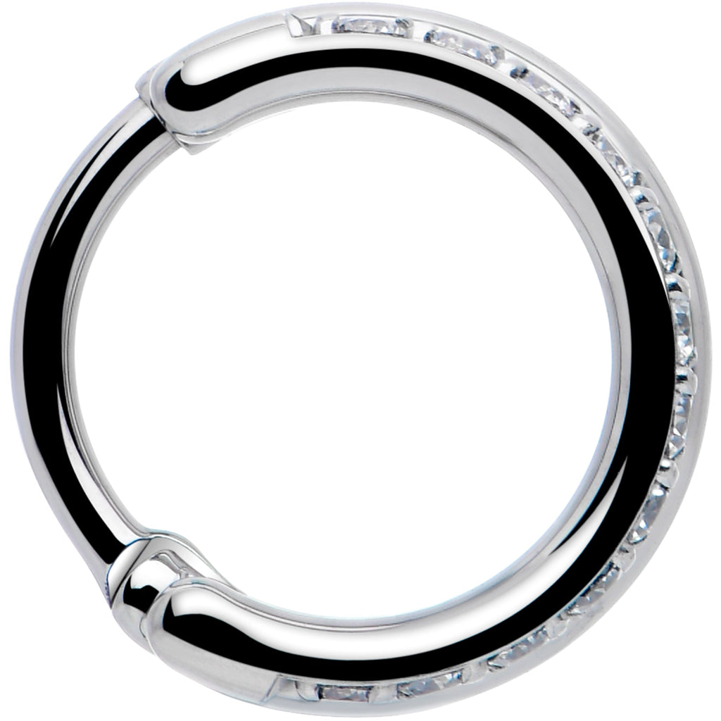 Single Row Micro Gem Implant Grade Titanium Hinged Double Hoop Nose Ring