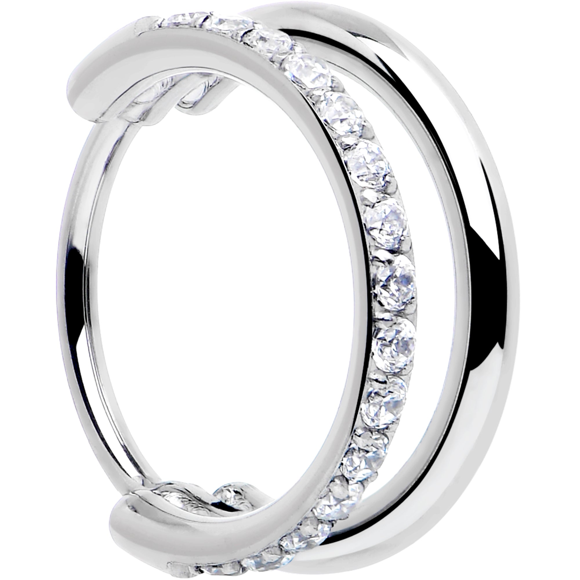 Single Row Micro Gem Implant Grade Titanium Hinged Double Hoop Nose Ring