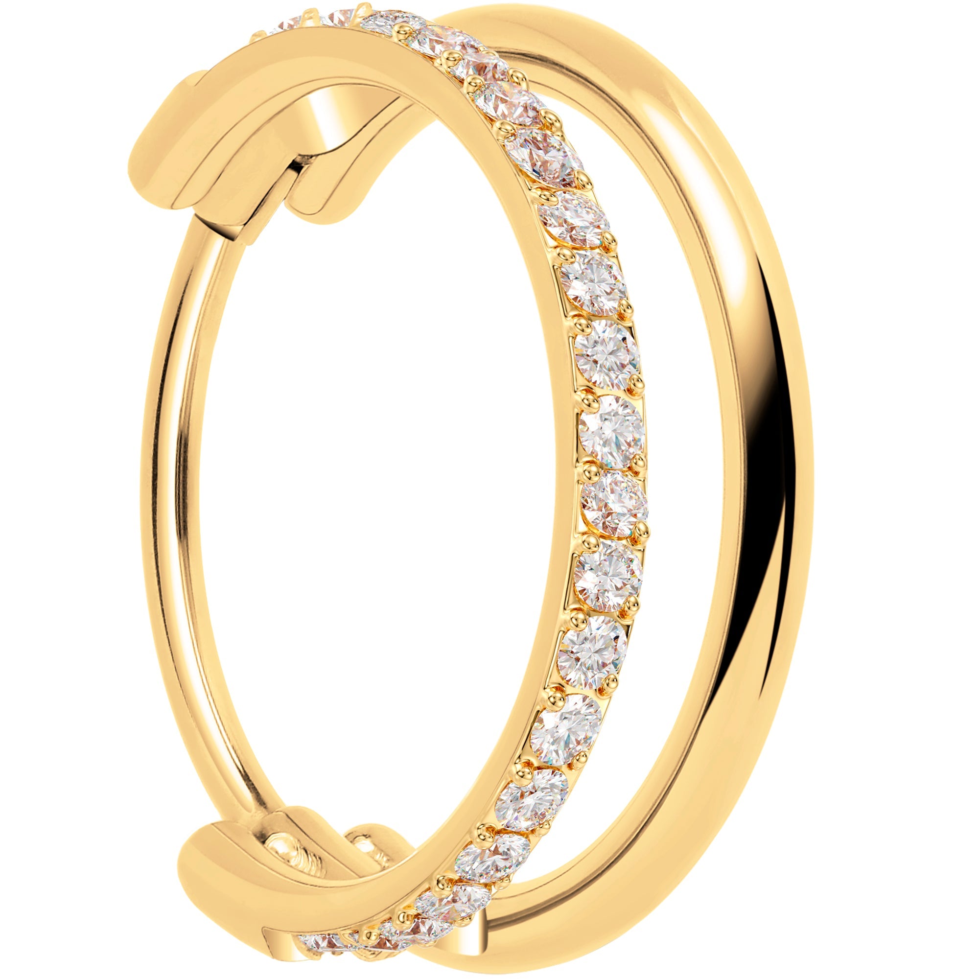 Single Row Micro Gem Implant Grade Titanium Hinged Double Hoop Nose Ring