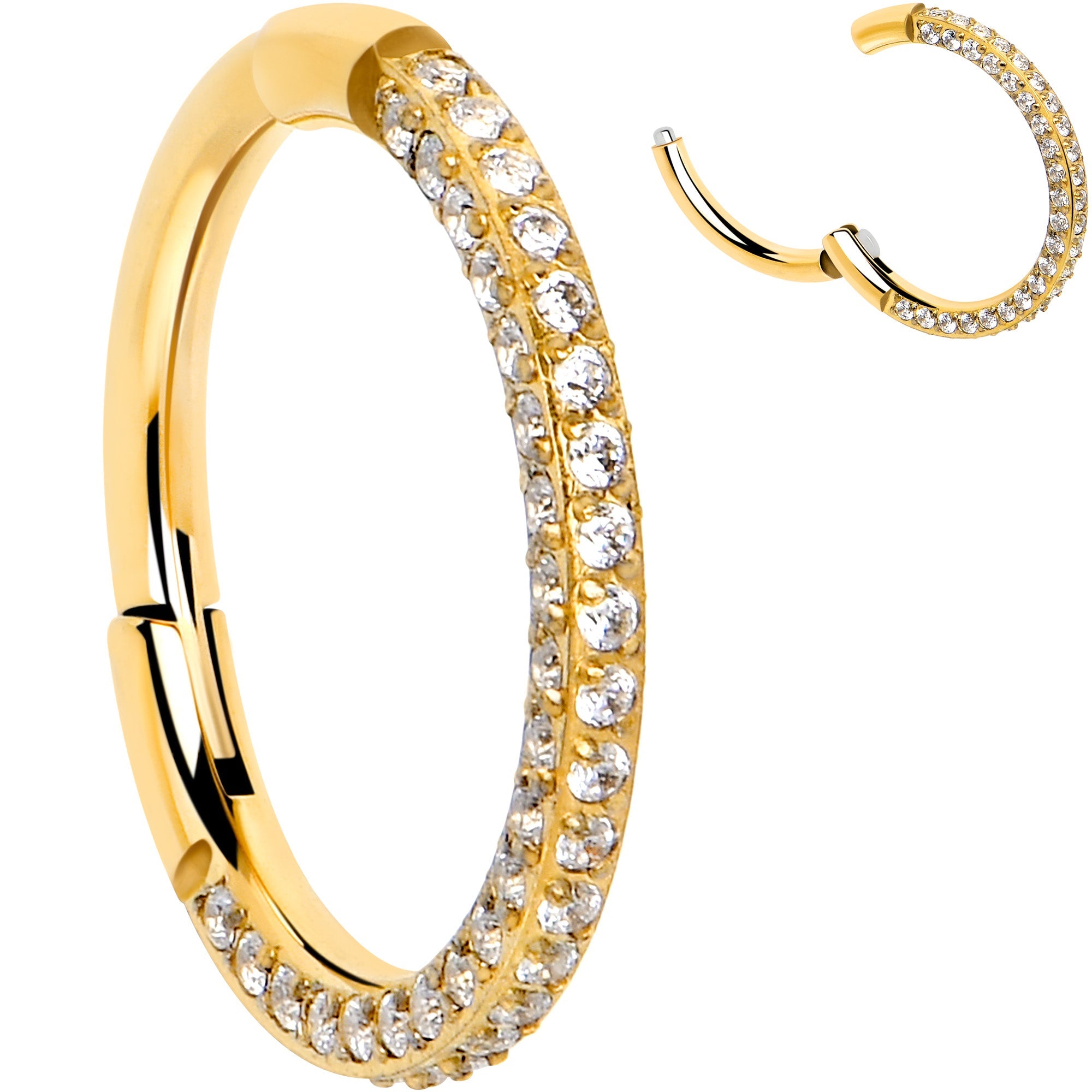 18G Implant Grade Titanium Triple Sided Micro Gem Hinged Nose Hoop