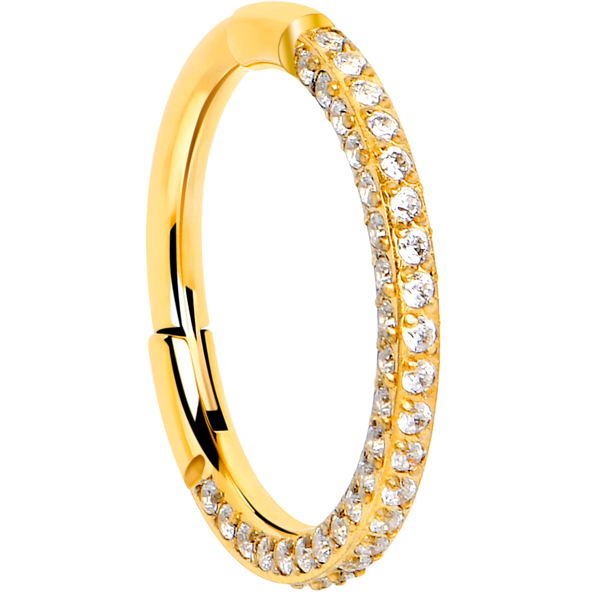 18G Implant Grade Titanium Triple Sided Micro Gem Hinged Nose Hoop