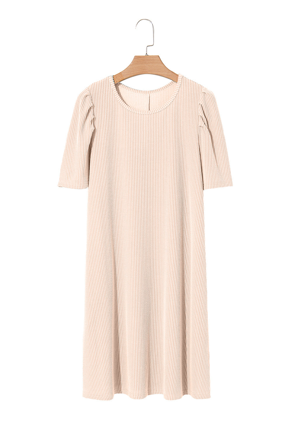 Blossom Corded Crew Neck Puff Sleeve Mini Dress