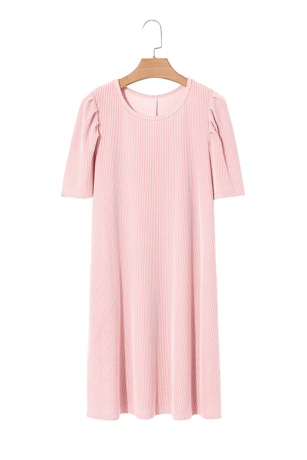 Blossom Corded Crew Neck Puff Sleeve Mini Dress